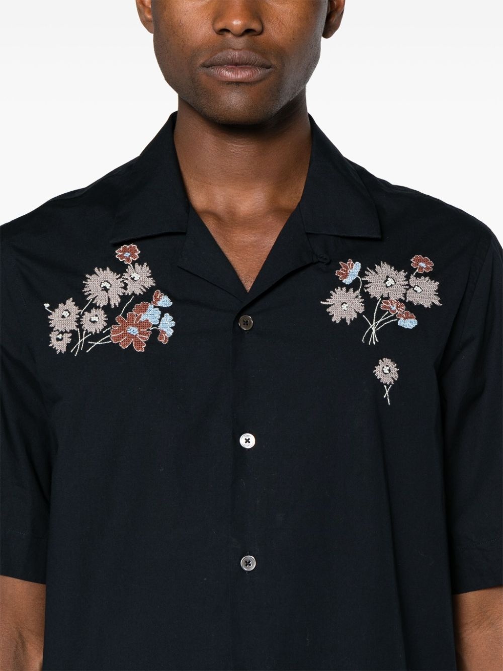 floral-embroided cotton shirt - 5