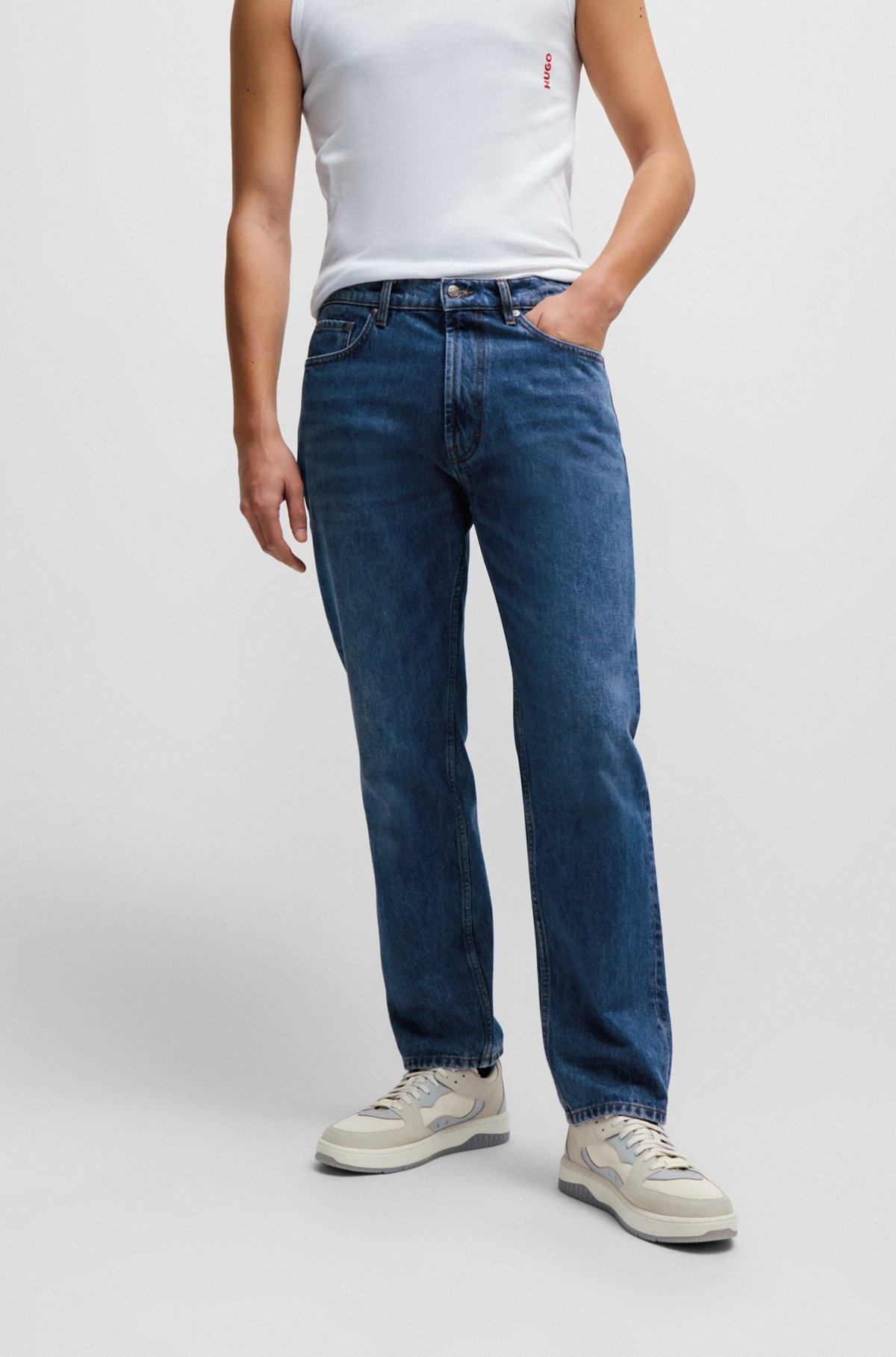 REGULAR-FIT JEANS IN BLUE RIGID DENIM - 2