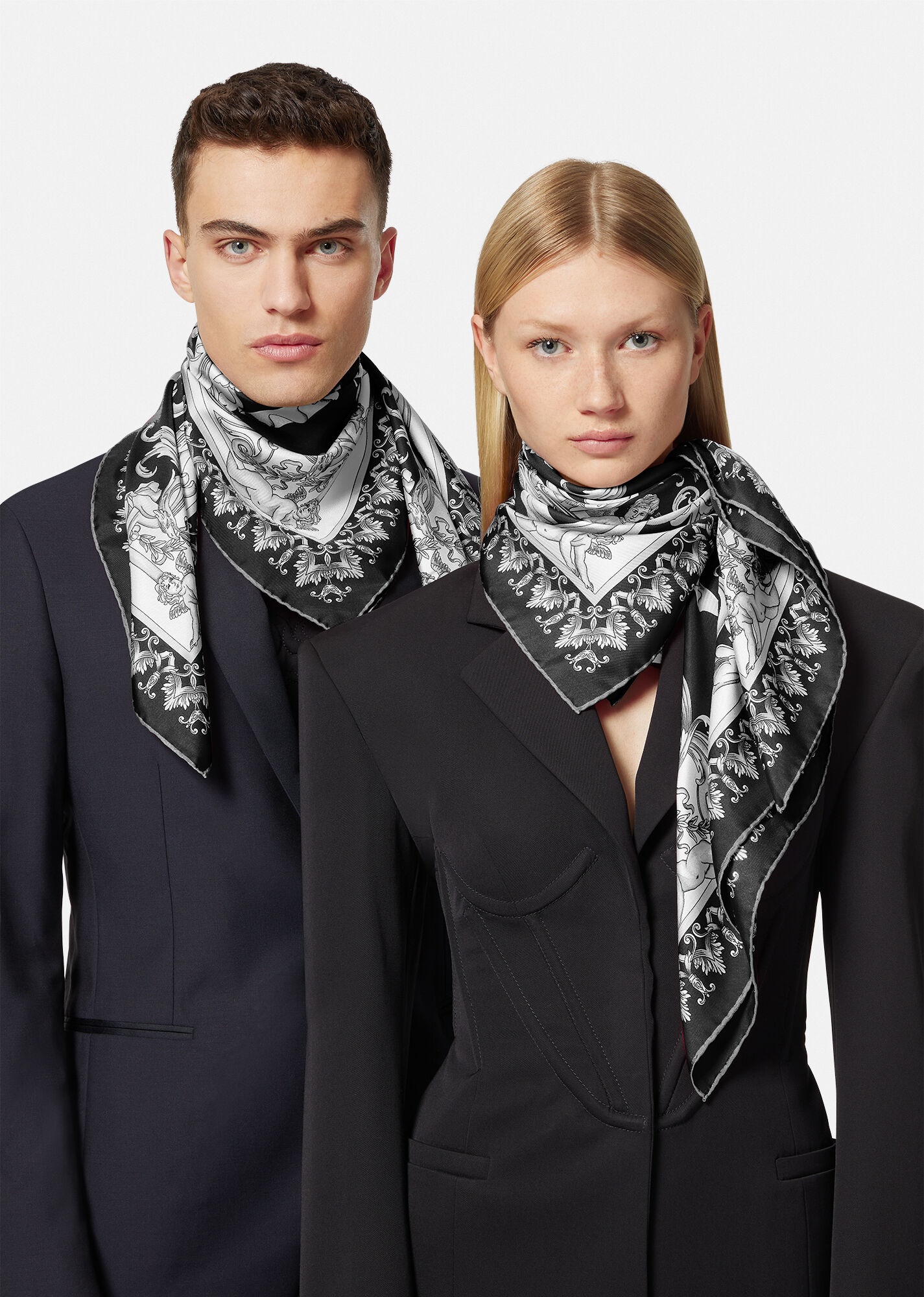 Sliver Baroque Silk Foulard - 3