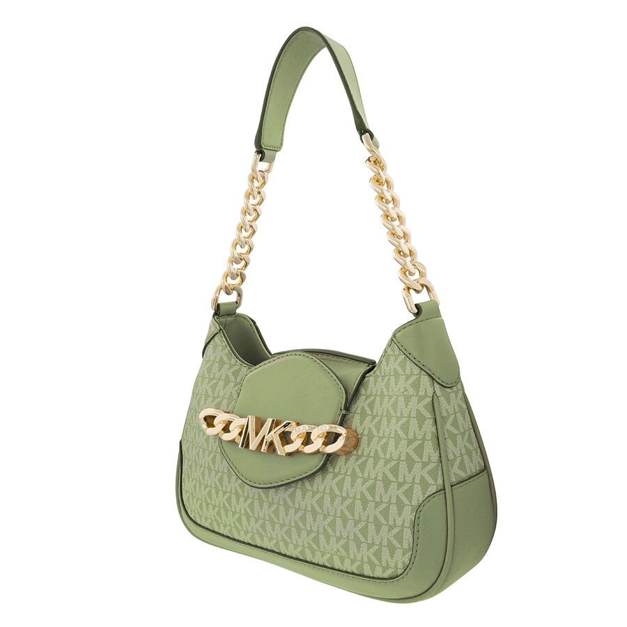 Michael Kors - Open Box - Michael Kors Signature Logo-print Small Hally Shoulder Bag - Light Sage - 3