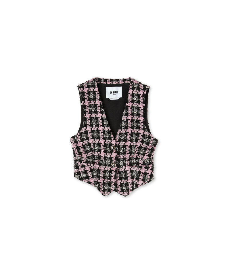 Vest with "Lurex Check Tweed" motif 1