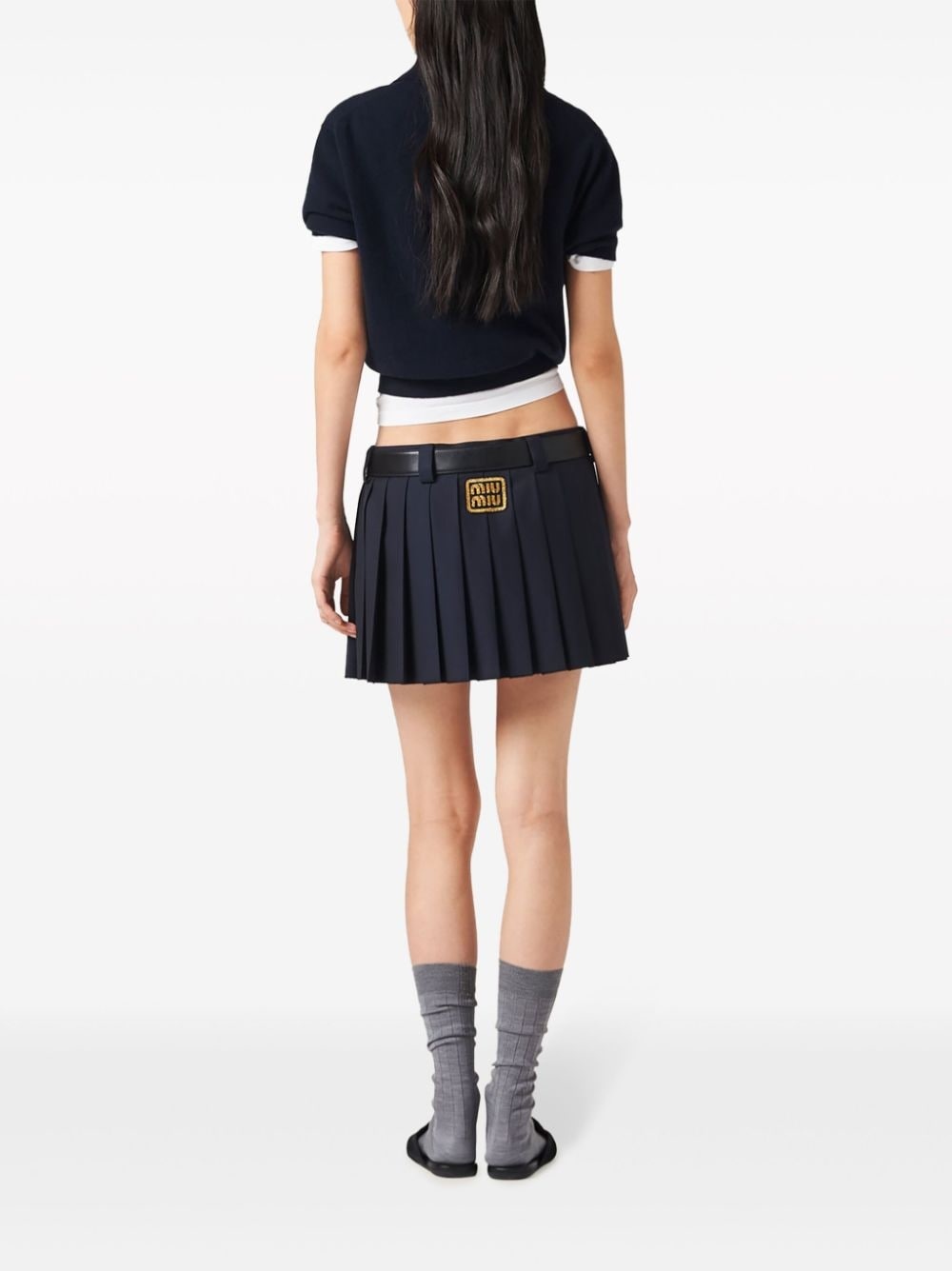 pleated wool miniskirt - 3