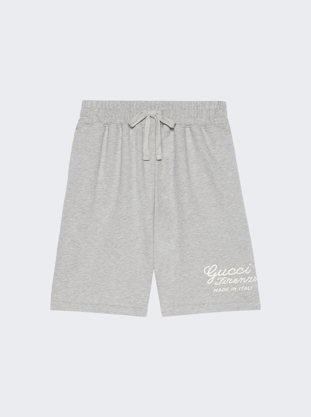 Cotton Jersey Shorts With Embroidery Grey Melange - 1