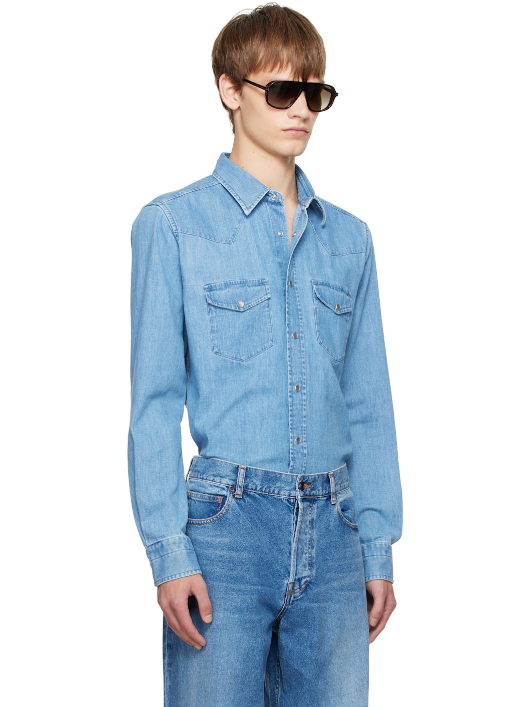Blue Western Denim Shirt - 2