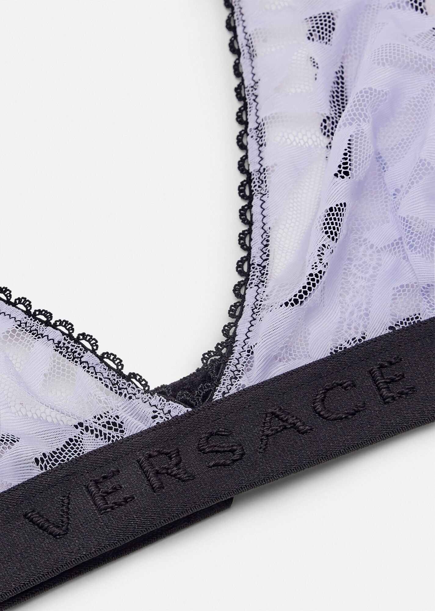 Greca Signature Print Tulle Bralette - 2