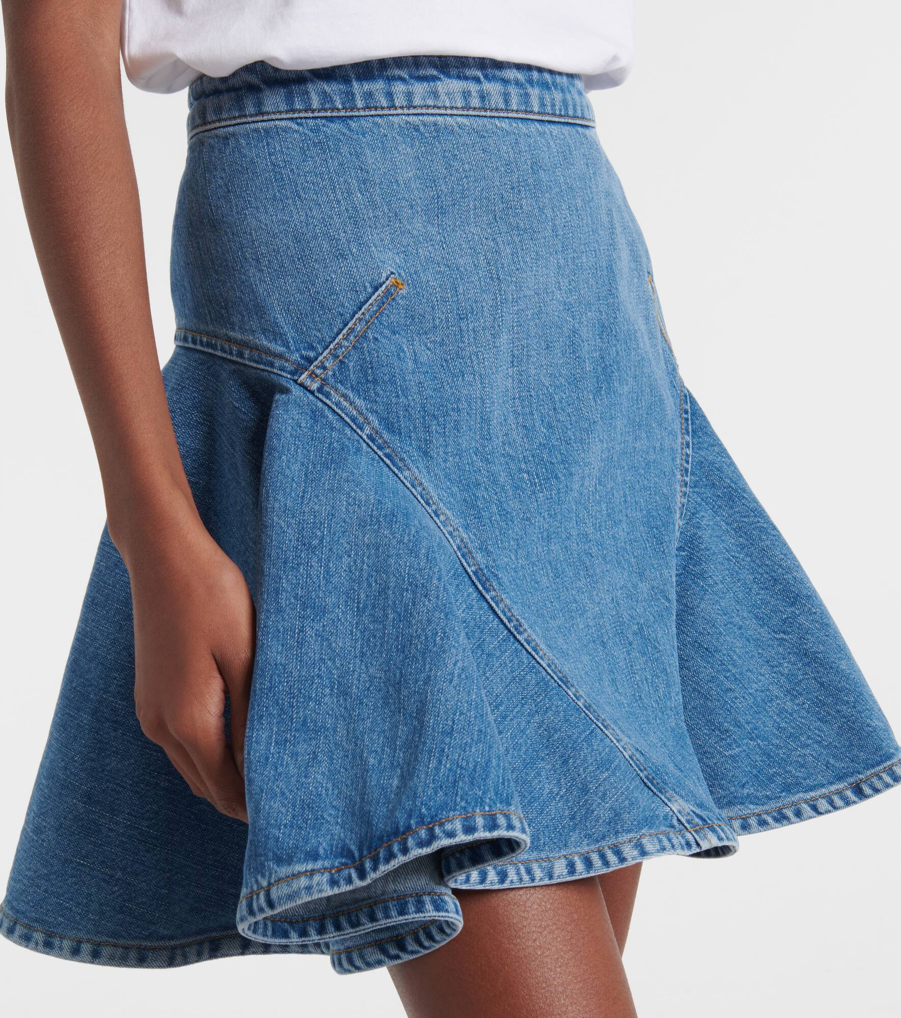 Ruffled denim miniskirt - 4