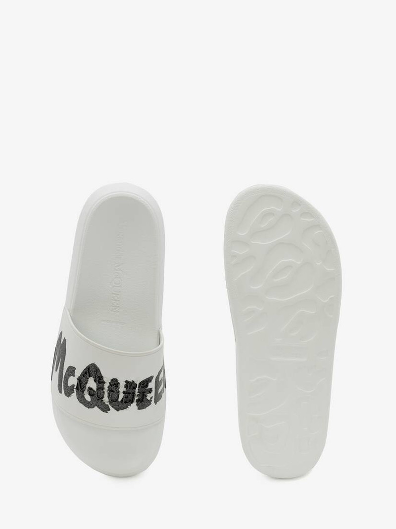 Oversized Rubber Slide in White/black 4