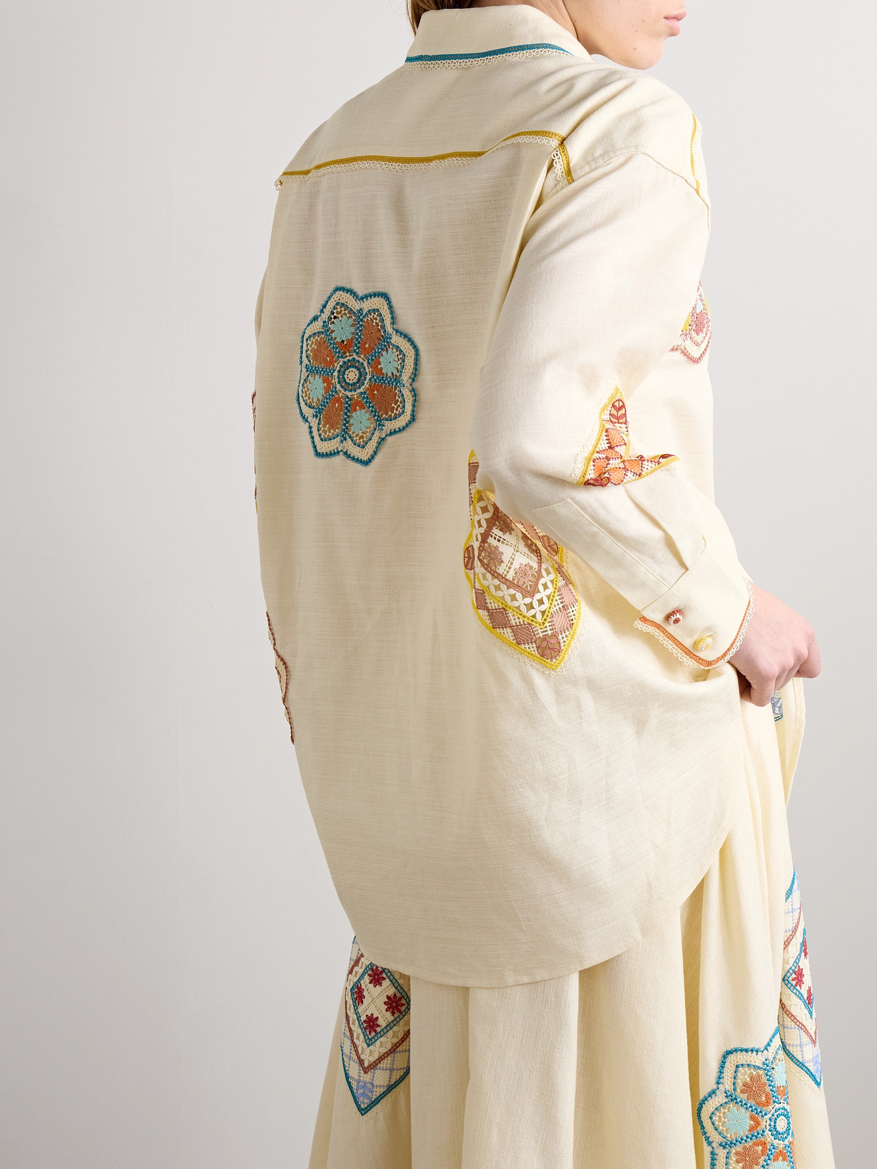 Ottie Guipure Lace-trimmed Cotton Shirt - 3