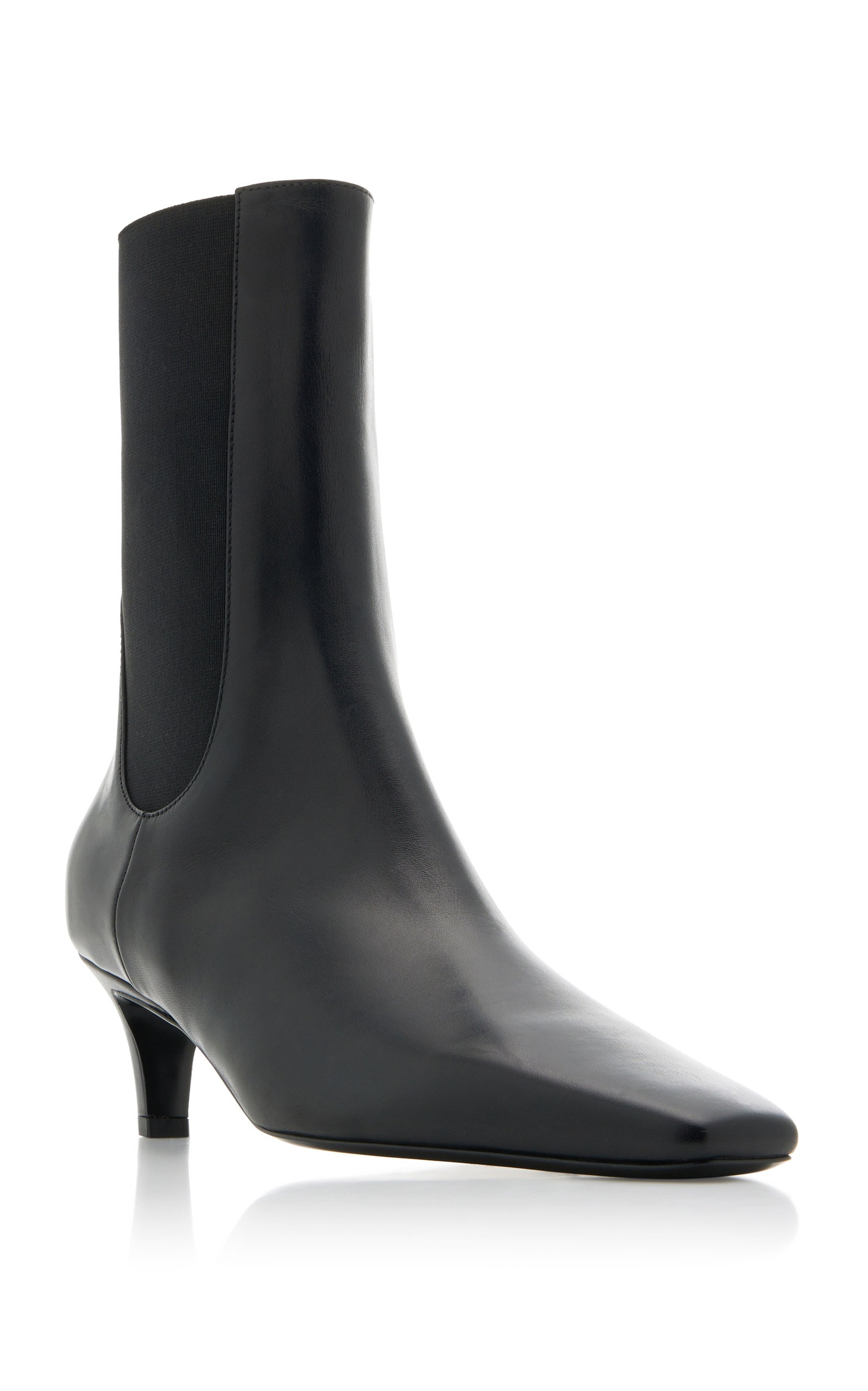 The Mid Heel Leather Boots black - 5