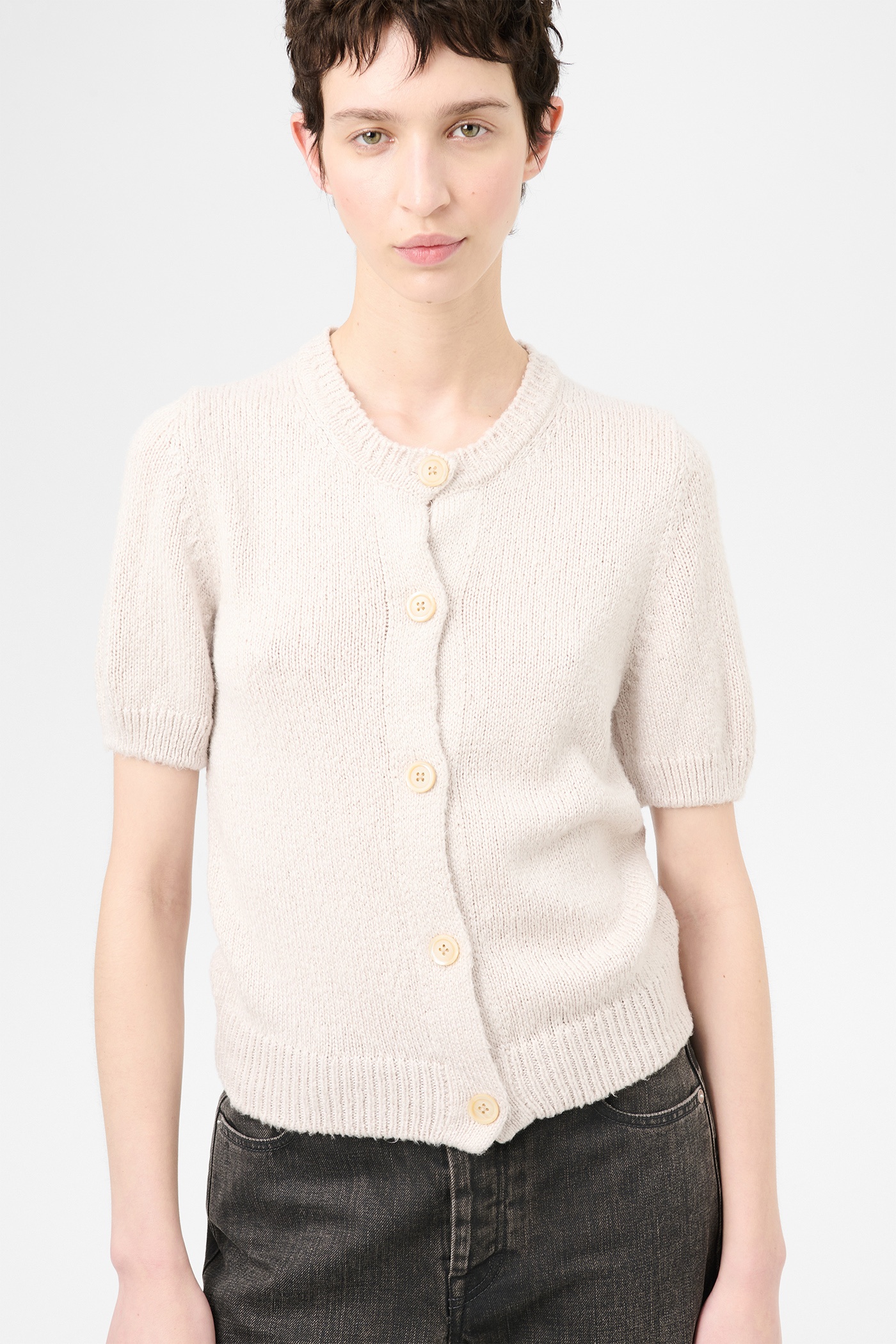 Shrunken Cardigan Oyster Cherub Silk - 4