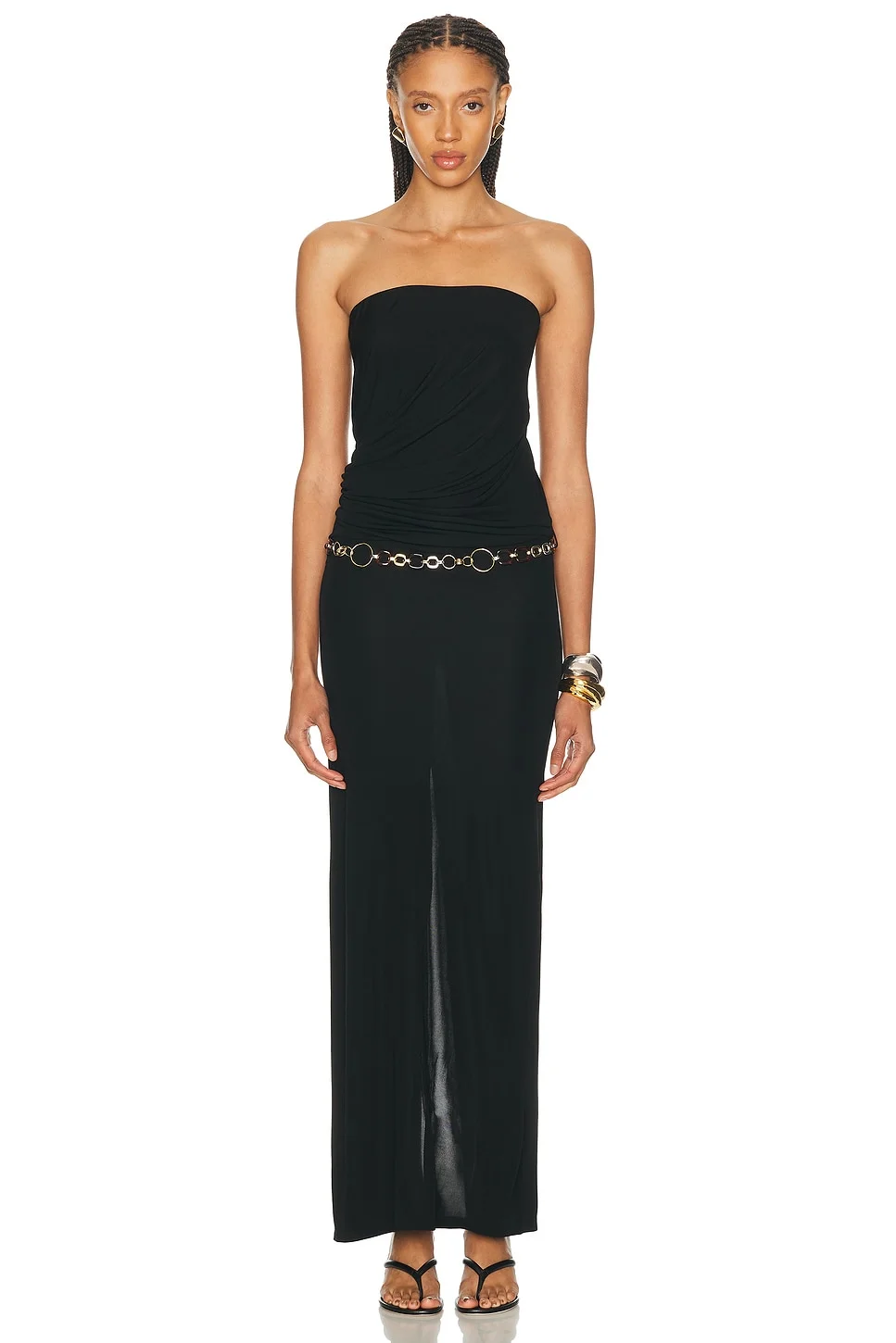 Tortoise Chain Link Strapless Drape Dress - 1