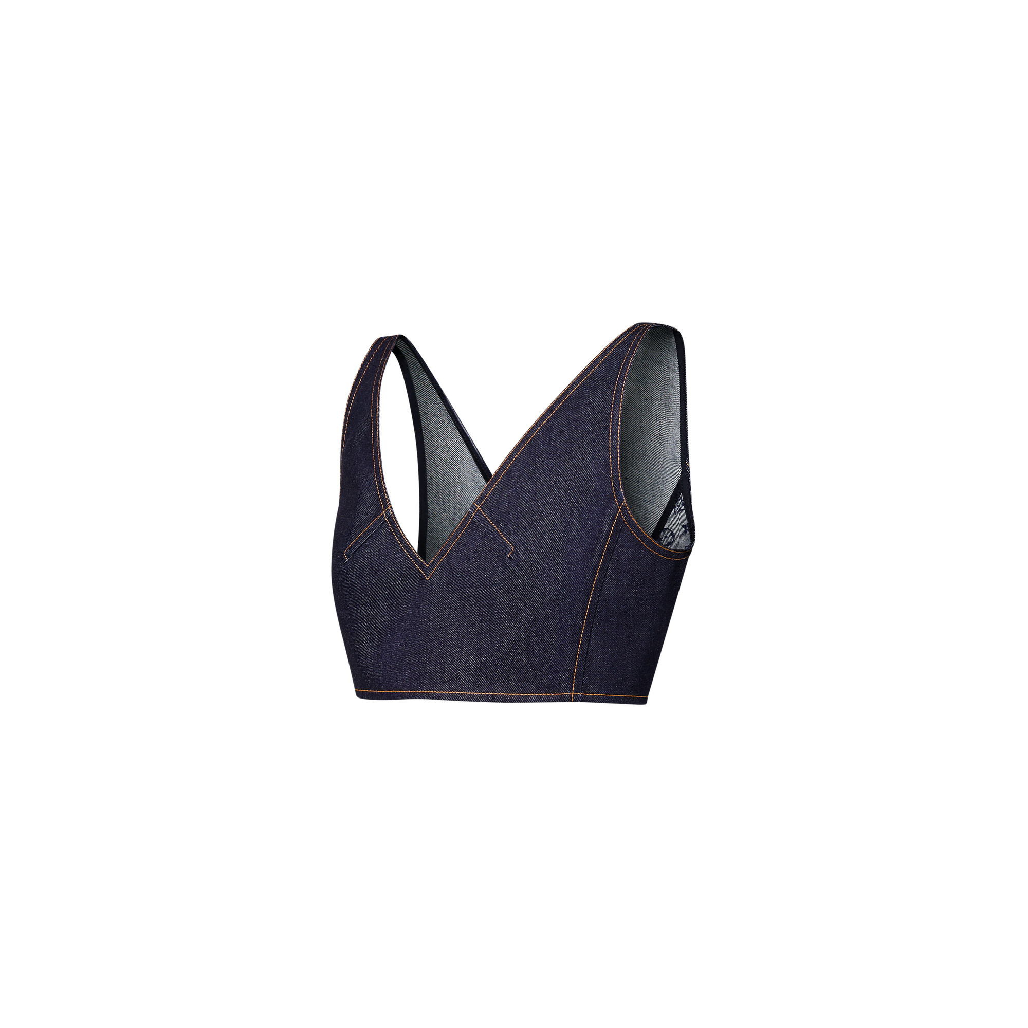 Denim V-Neck Crop Top - 2