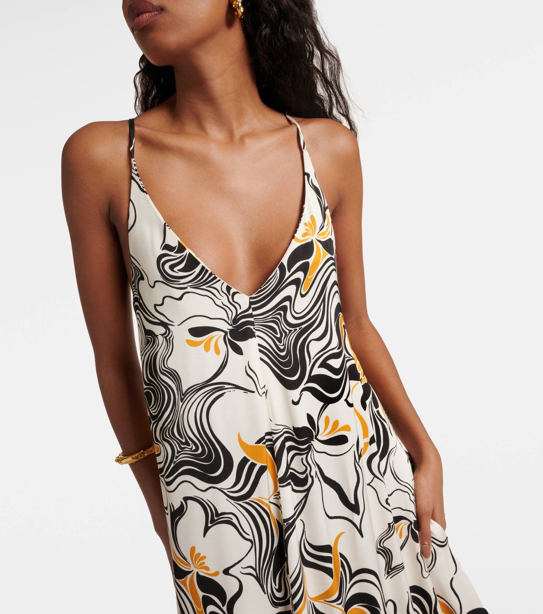 Printed satin maxi dress - 4