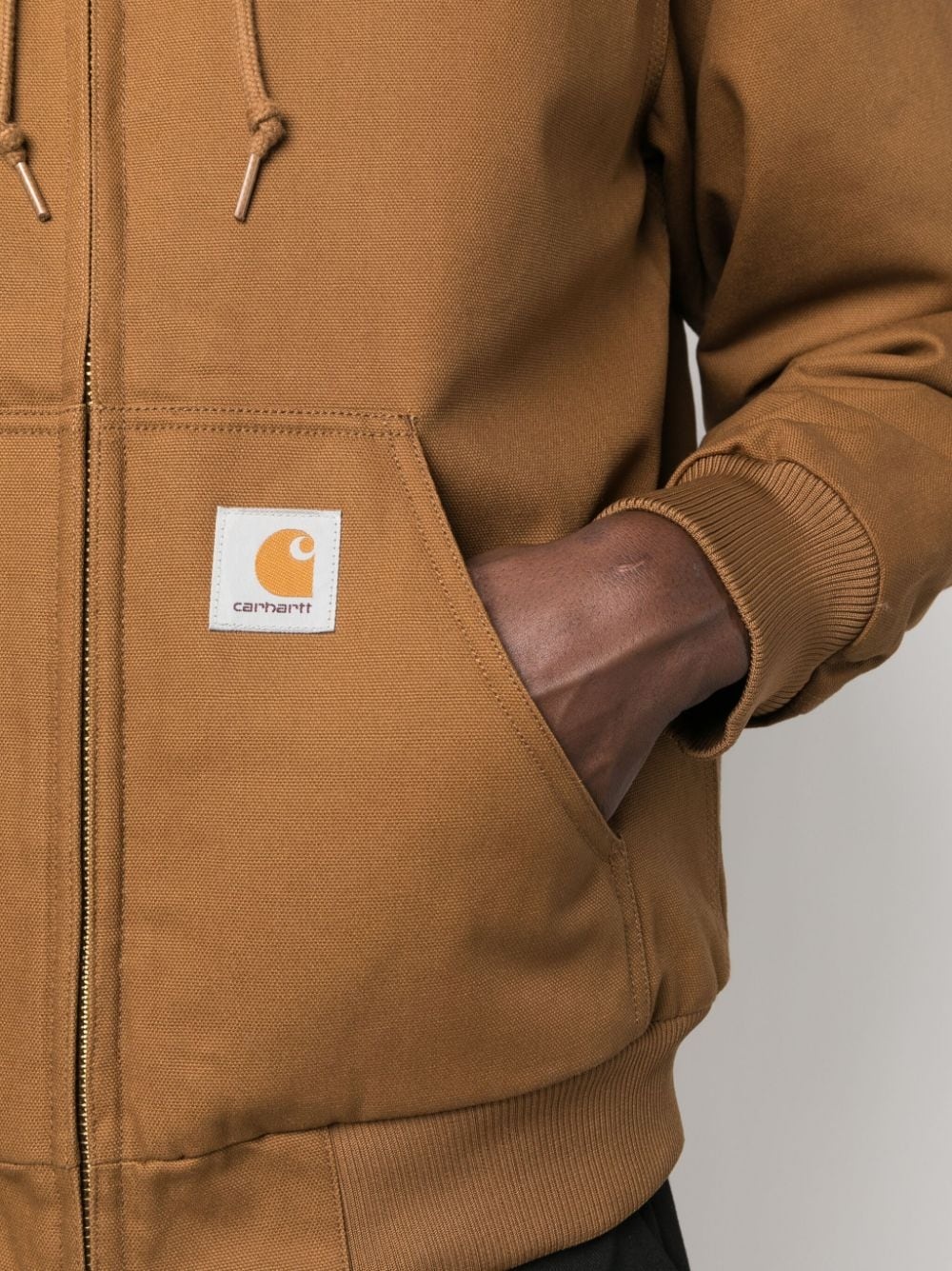 logo-patch cotton hooded jacket - 5