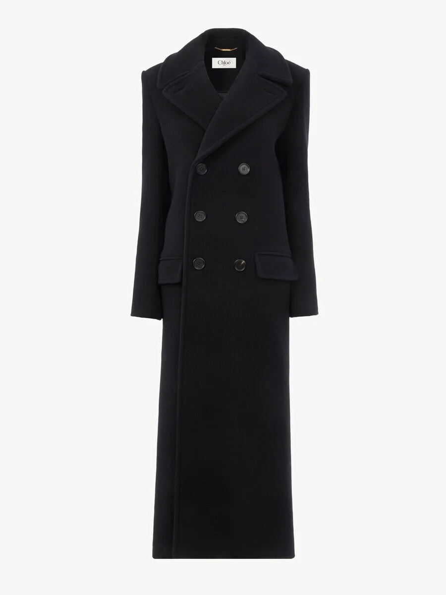 LONG DOUBLE-BREASTED COAT IN DOUBLE-FACE WOOL - 1