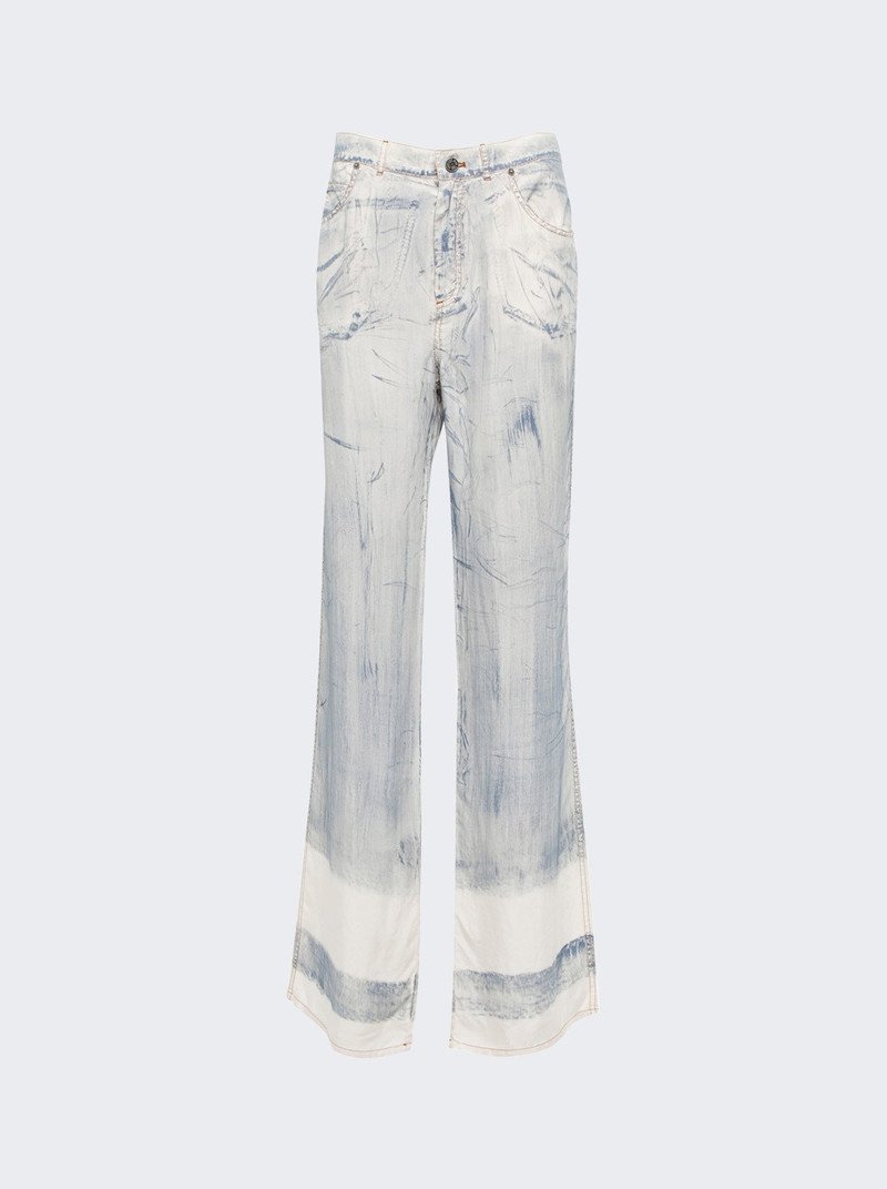 Handpainted Low Waist Trouser Ecru And Blue 1