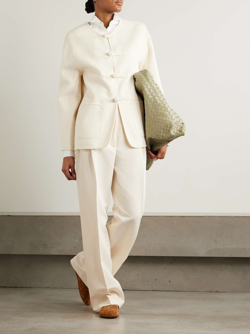 RÓHE Pleated recycled-twill wide-leg pants Off-white outlook