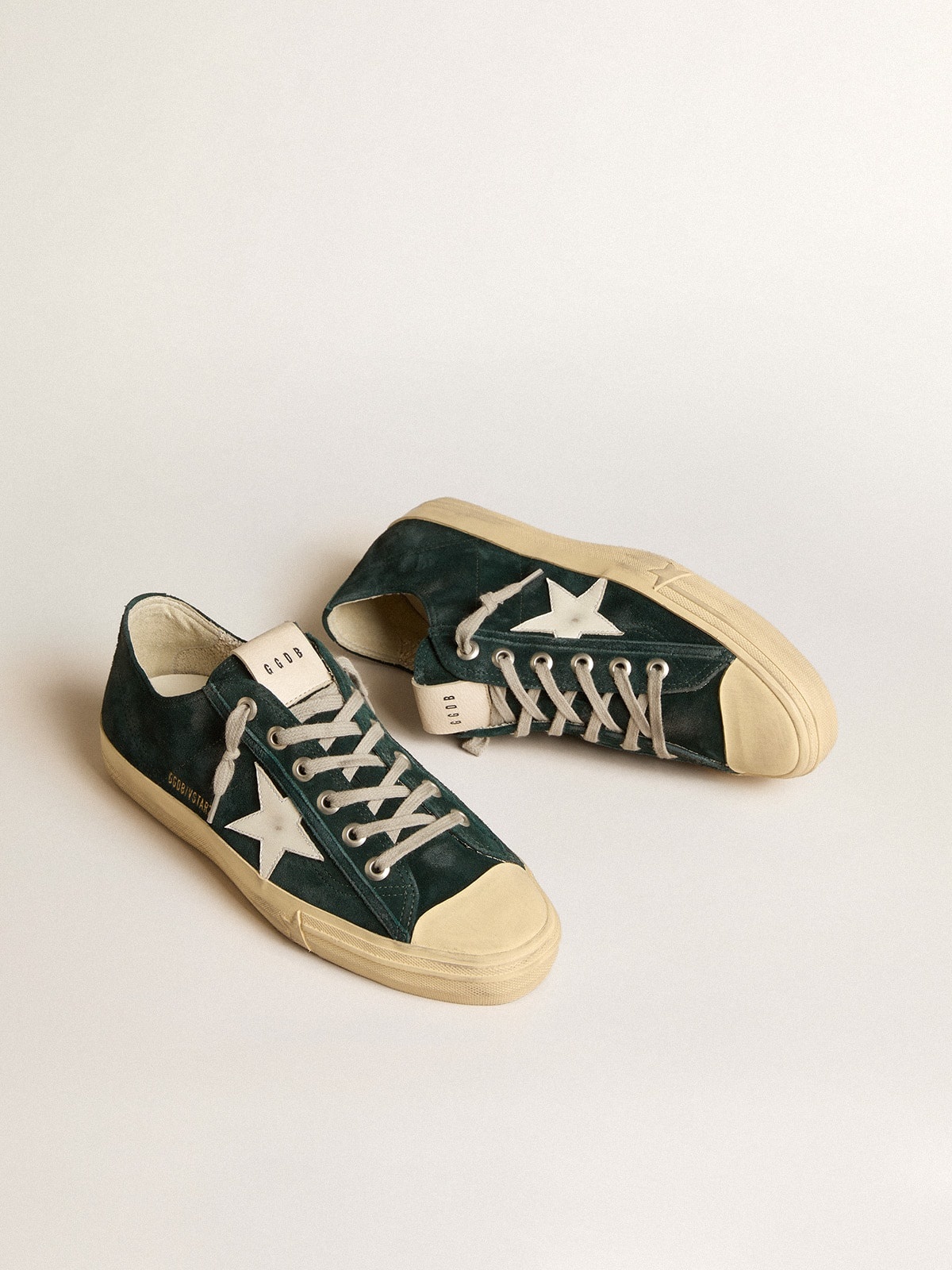V-Star in forest-green suede with white leather star - 2