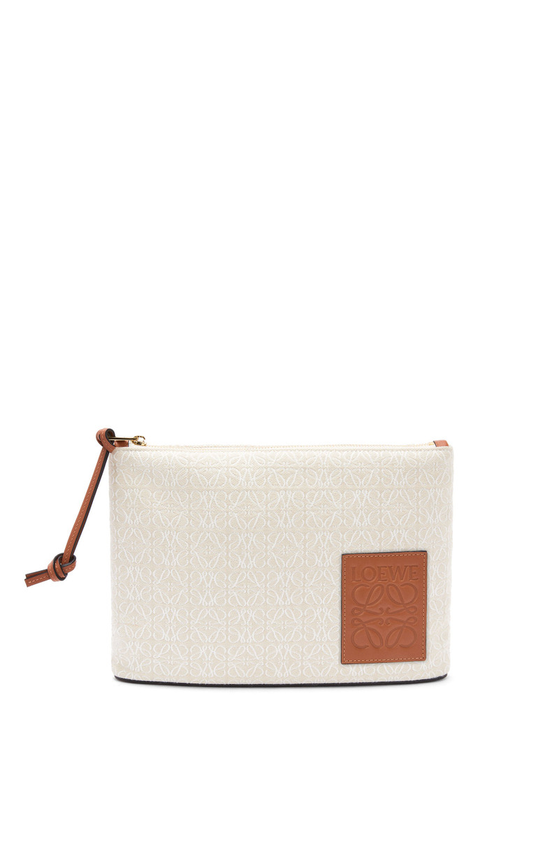 Oblong pouch in Anagram jacquard and calfskin 1