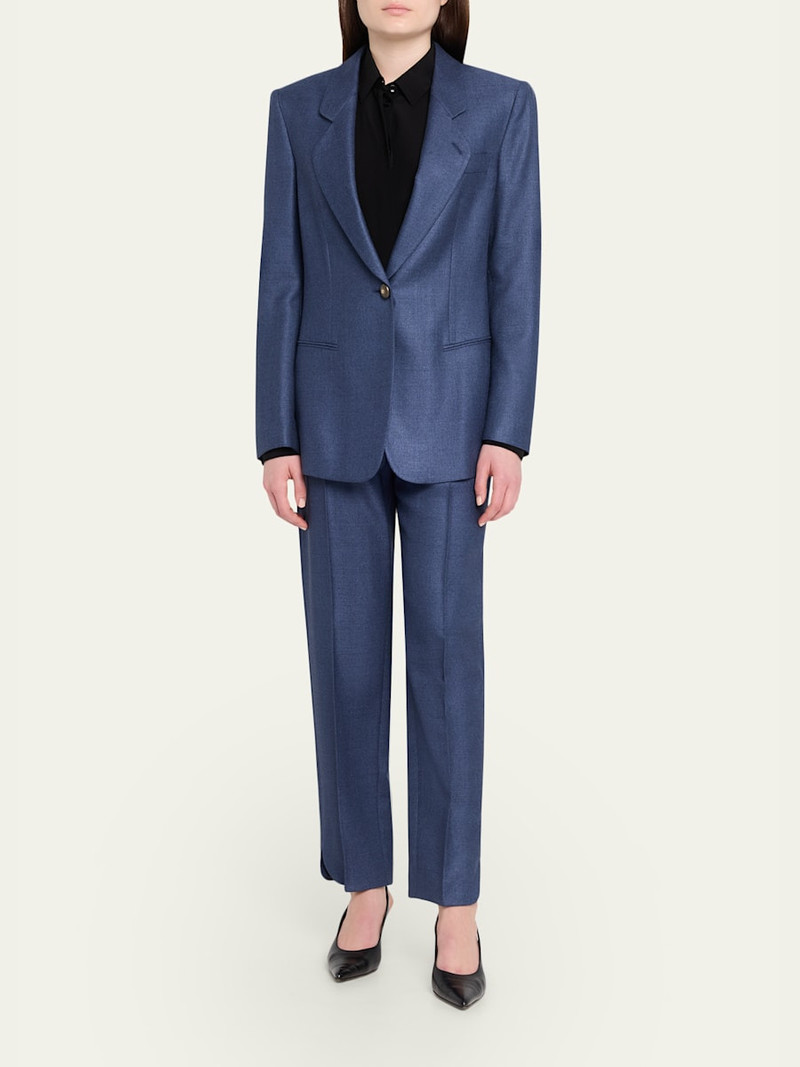 GIORGIO ARMANI Silk Straight-Leg Ankle Slit Trousers outlook