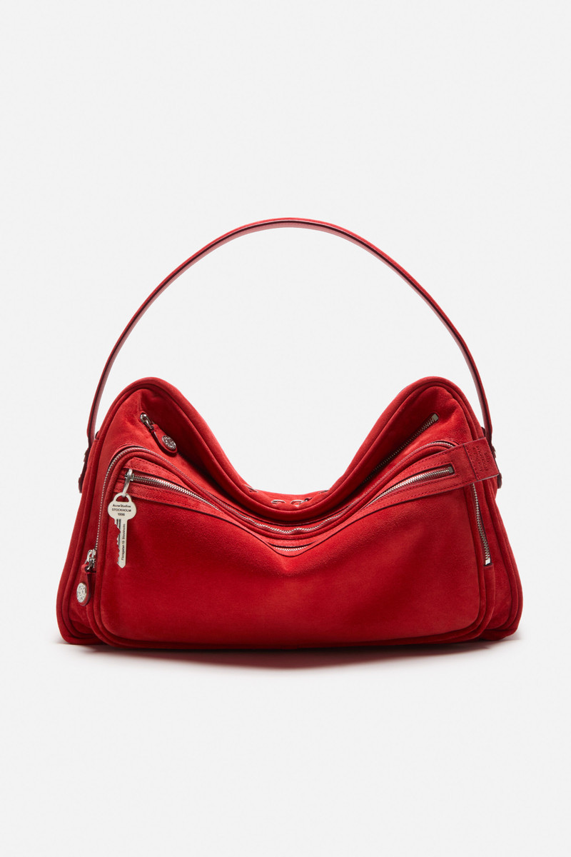 Camero Camera Suede Shoulder Bag - Fire red 1