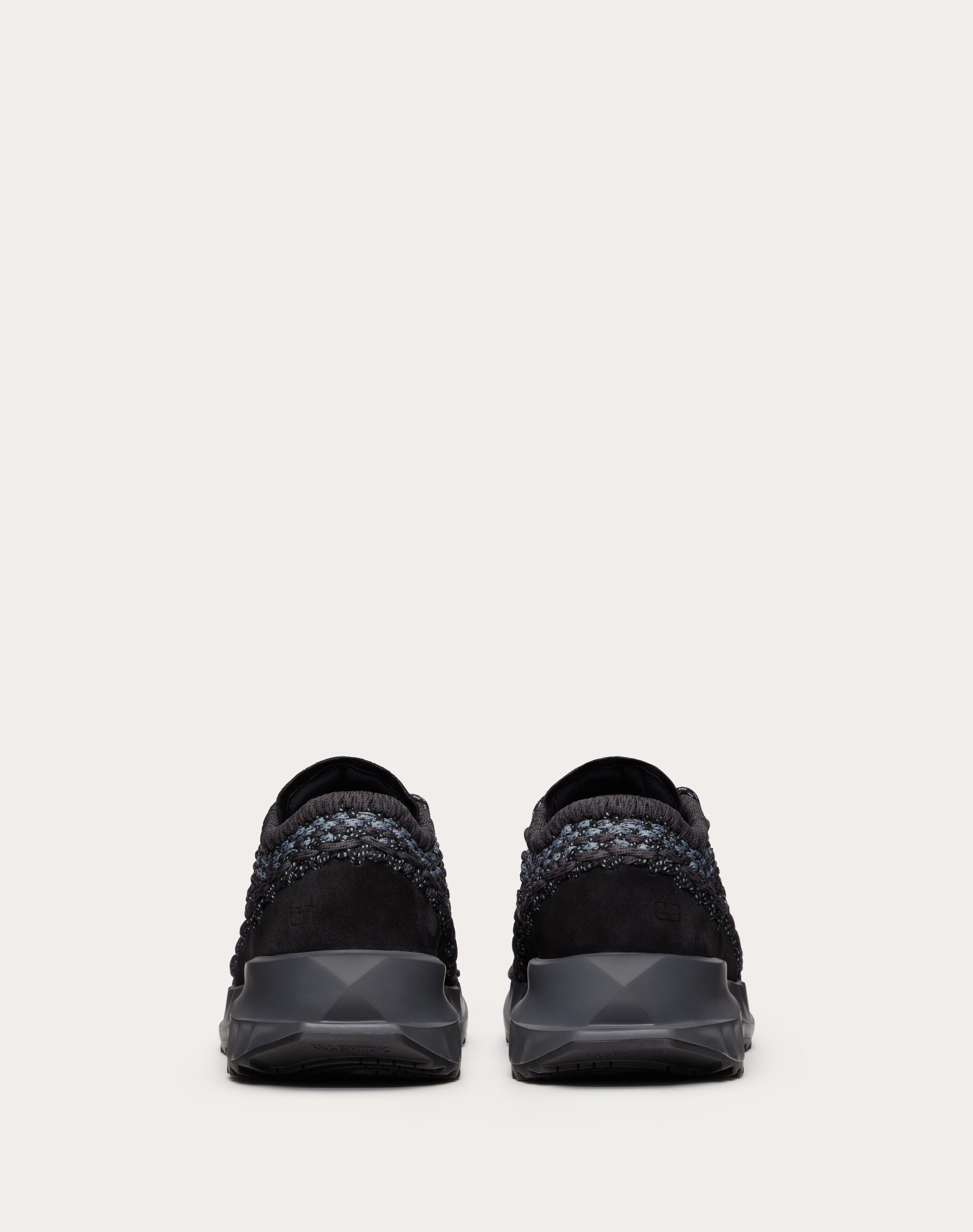 VALENTINO GARAVANI OUTDOOR CROCHET SNEAKERS IN FABRIC AND SUEDE - 3