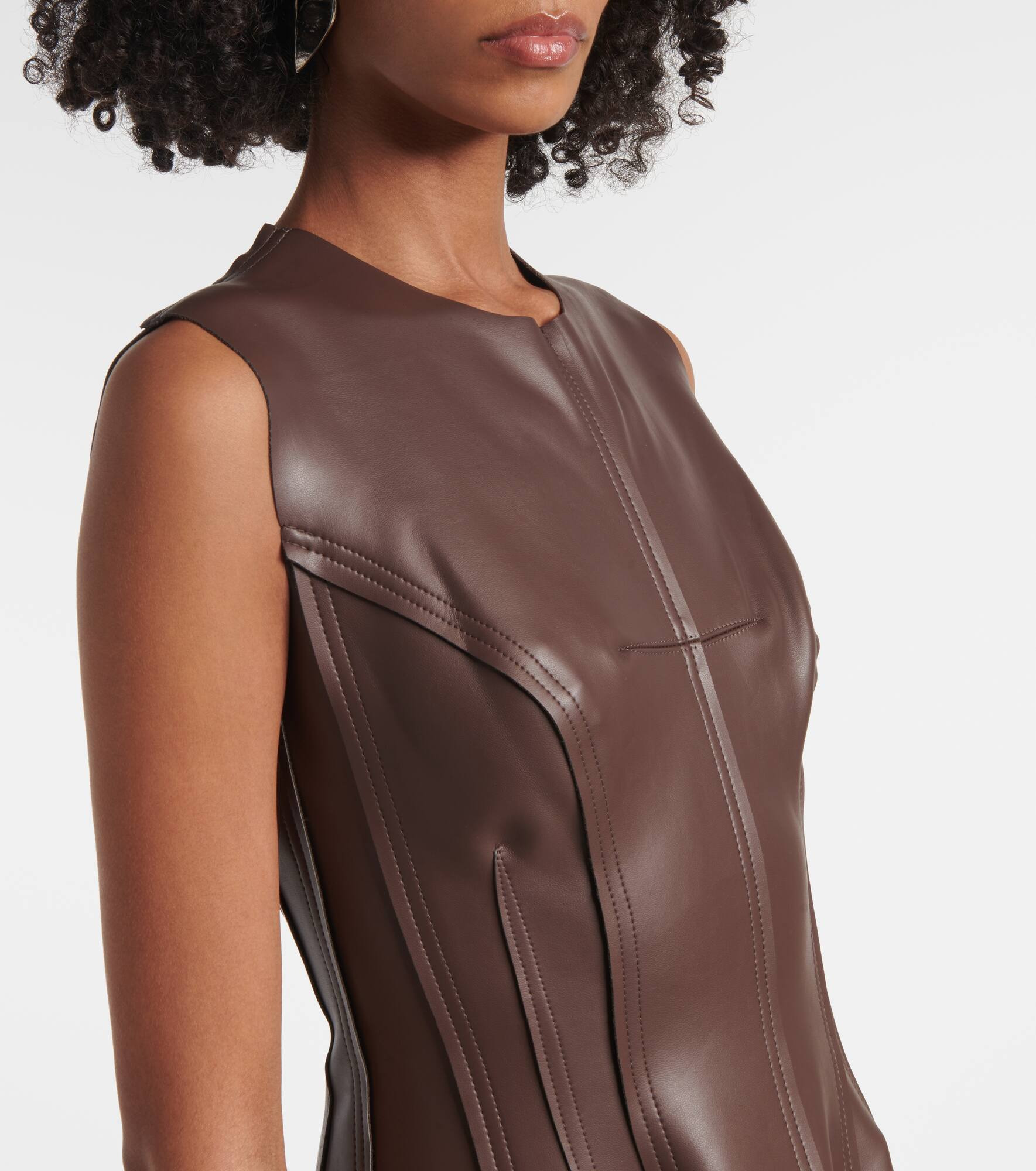 Grace faux leather bustier midi dress - 4