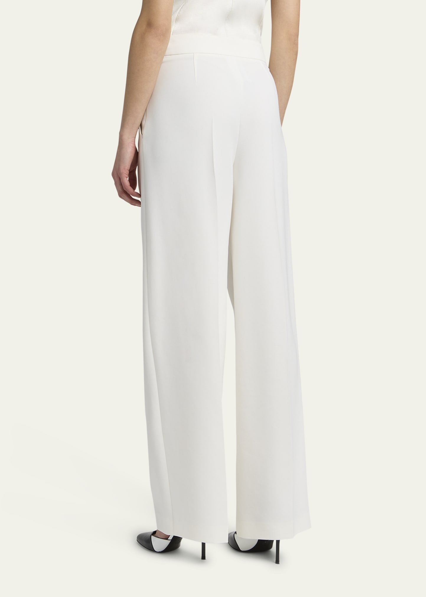 Wide Leg Silk Cady Trousers - 3