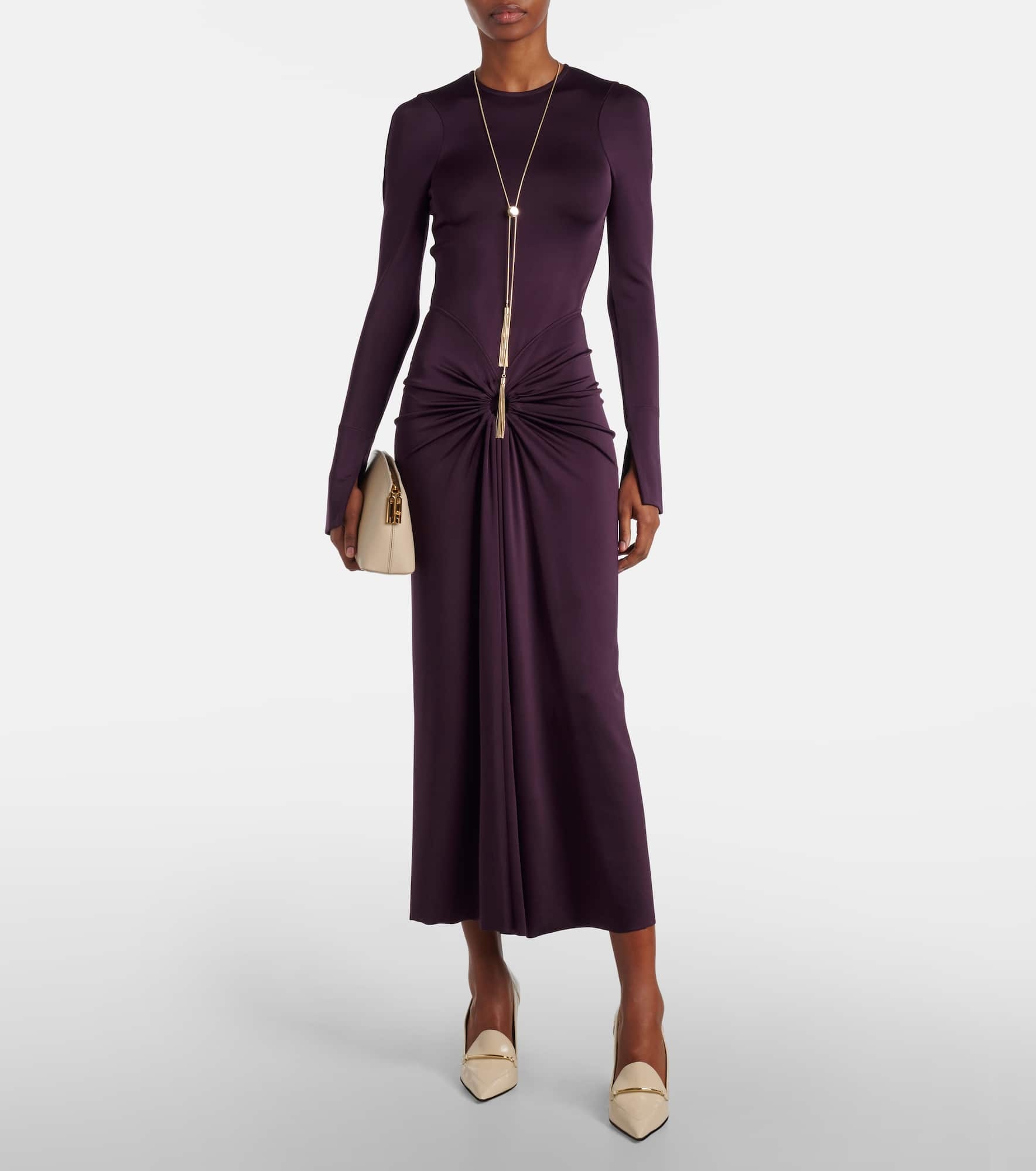 Gathered jersey midi dress - 2
