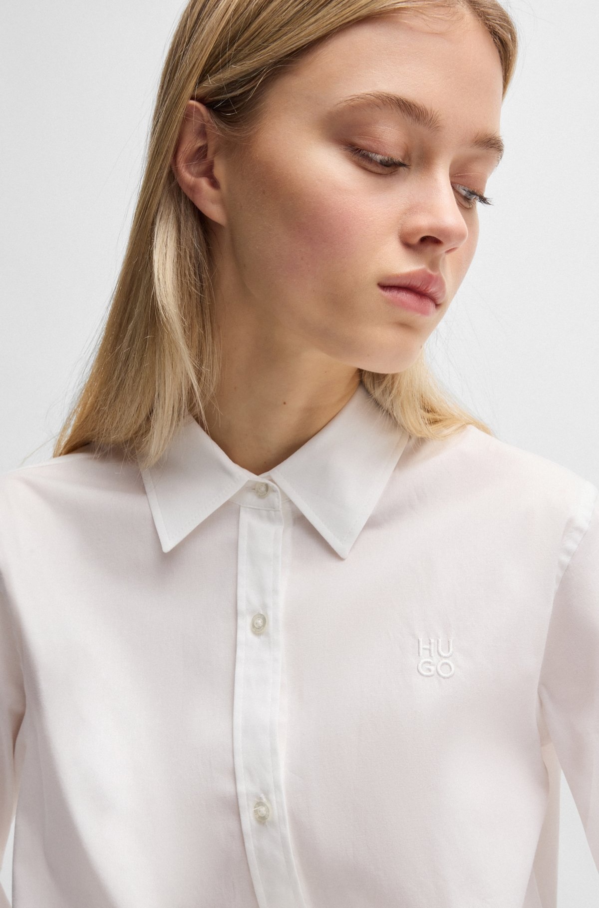 REGULAR-FIT BLOUSE IN STRETCH-COTTON CANVAS - 4