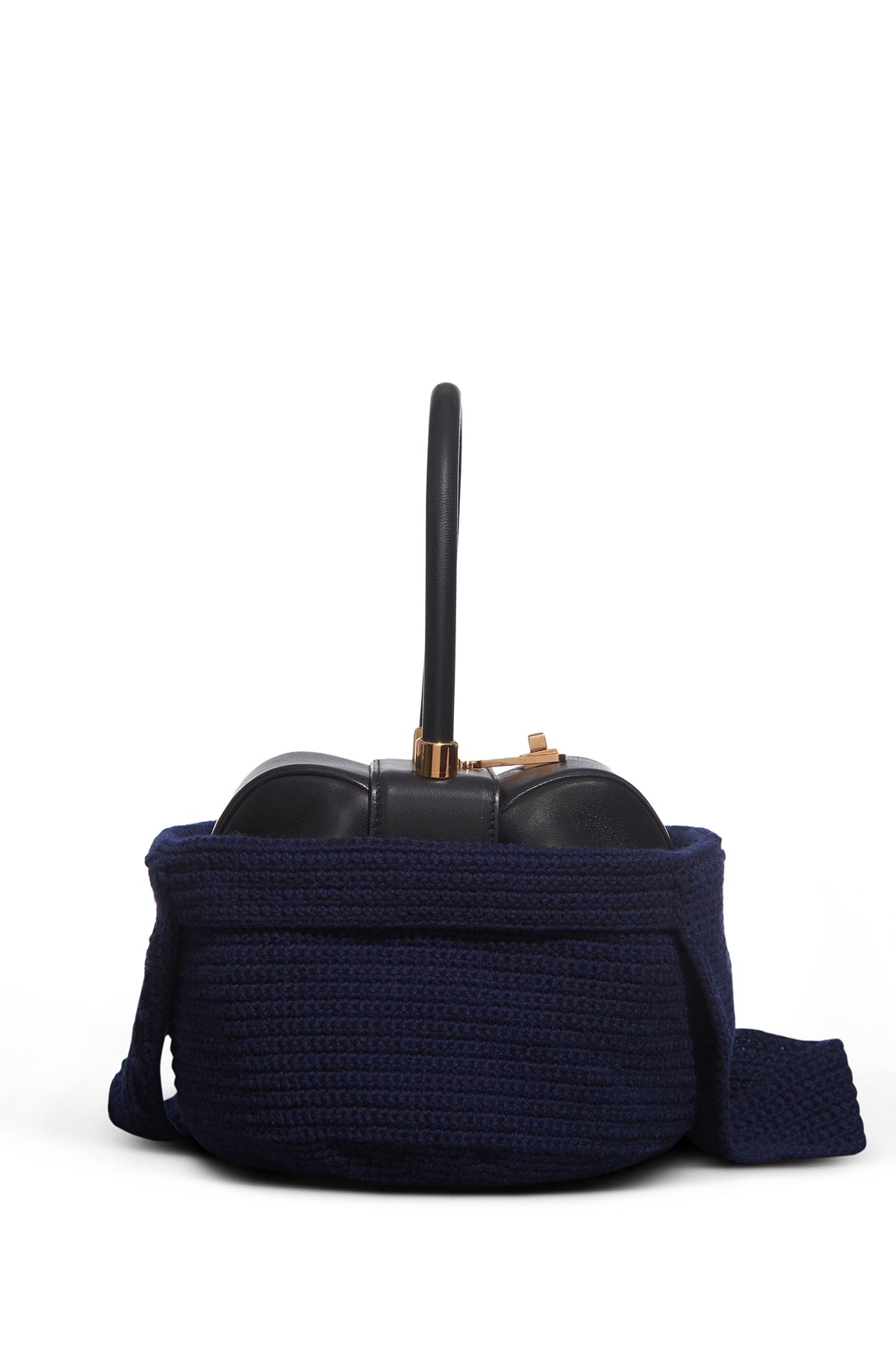 Crossover Knit Bag in Navy Cashmere - 2