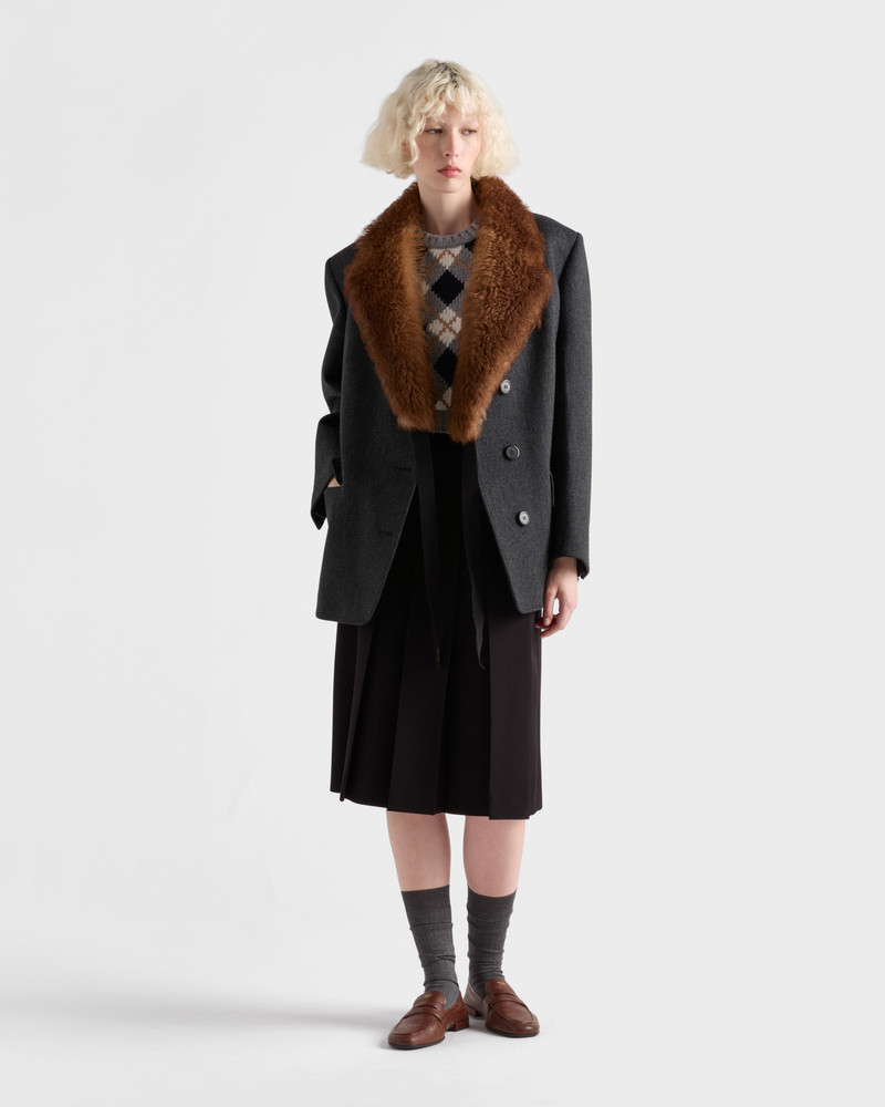 Prada Short-sleeved argyle knit cashmere sweater outlook