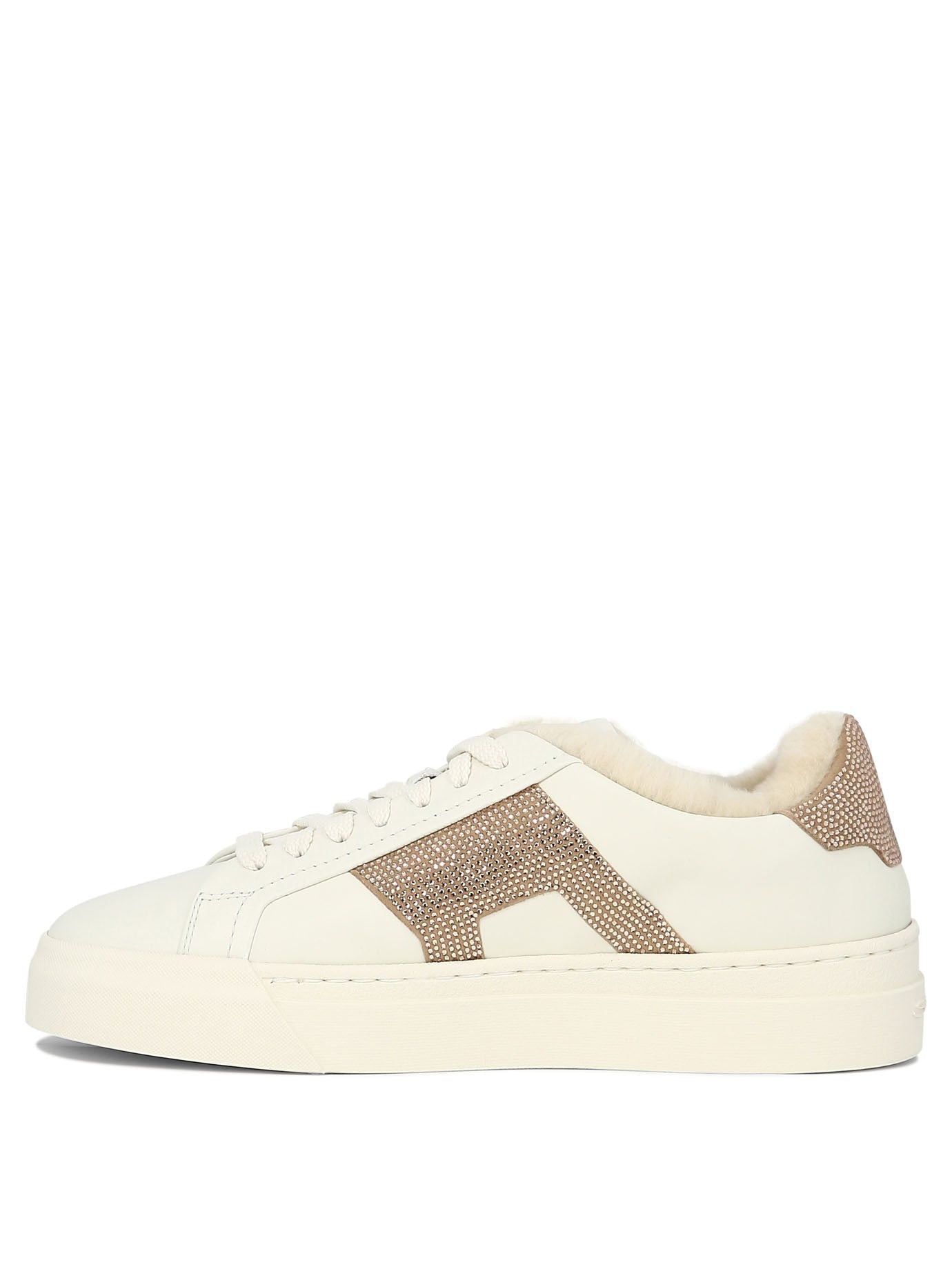 Santoni Women "Double Buckle" Rhinestone-Embellished Sneakers - 3