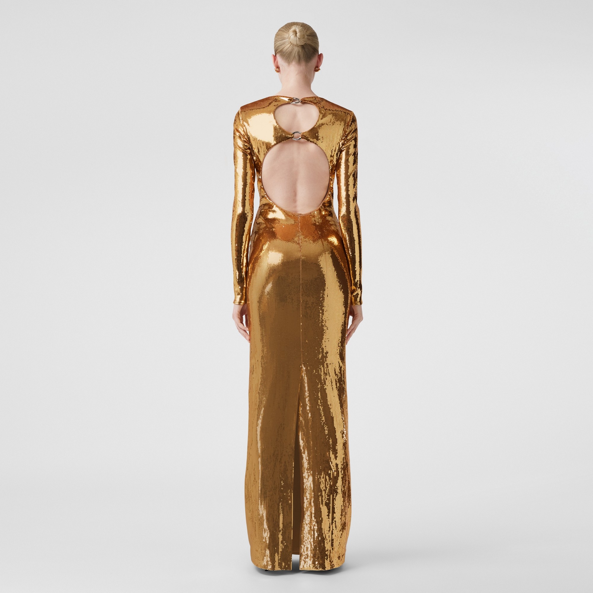 Chain-link Detail Cut-out Sequinned Silk Dress - 4