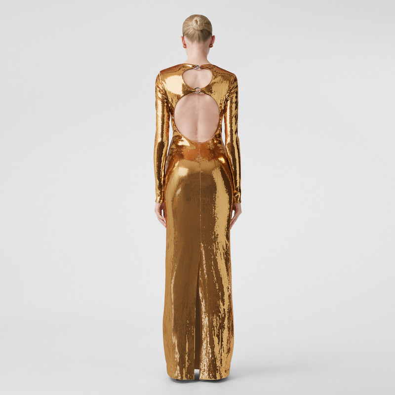 Chain-link Detail Cut-out Sequinned Silk Dress 4
