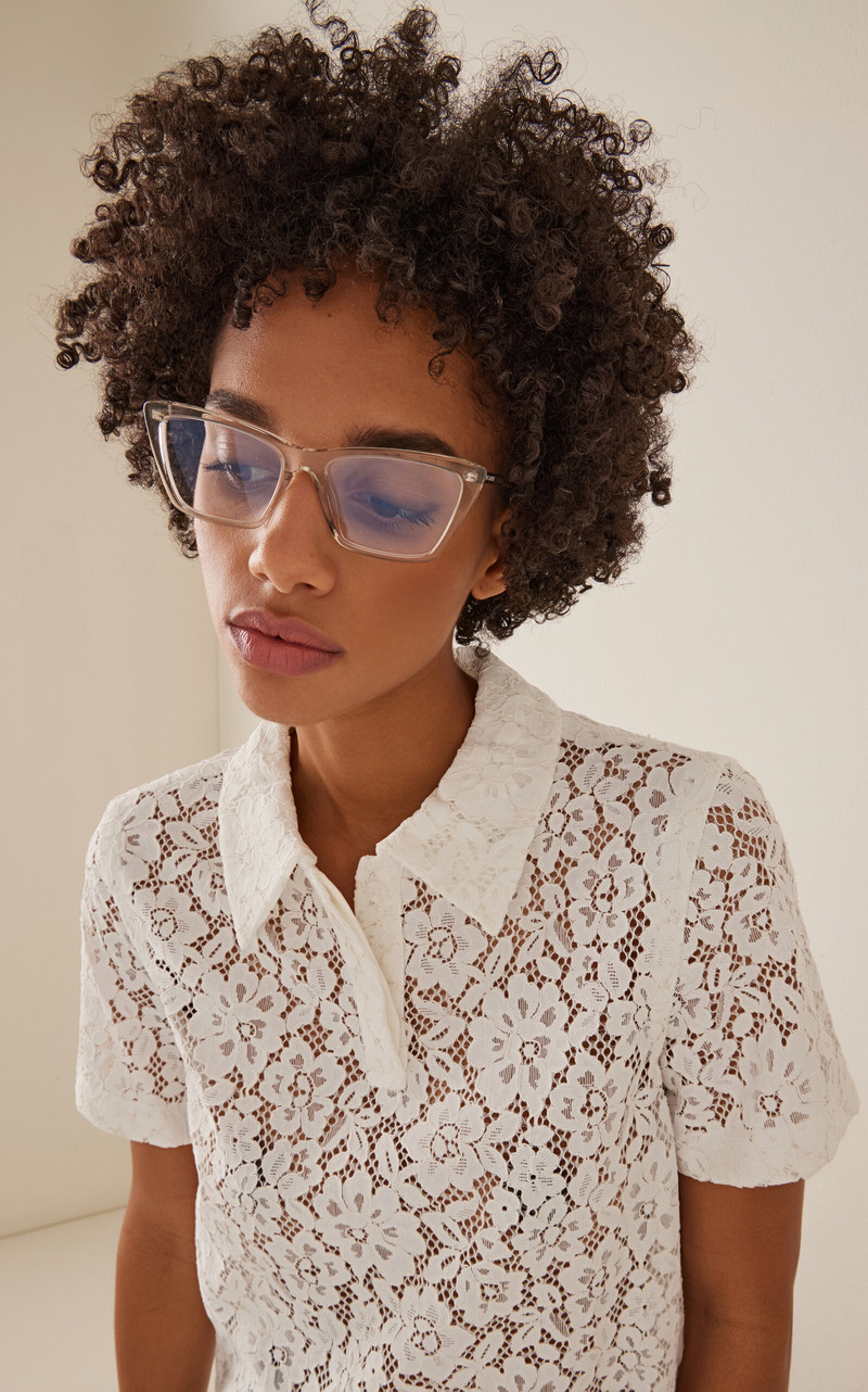 SAINT LAURENT Mica Thin Cat-Eye Acetate Glasses clear outlook