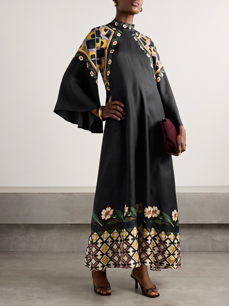 La DoubleJ Magnifico Tie-neck Printed Silk-twill Maxi Dress outlook