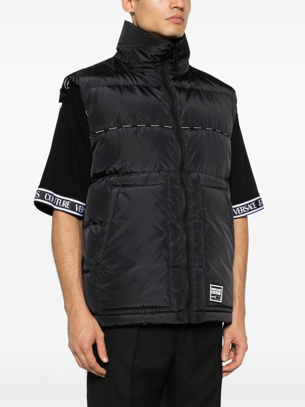 logo-print reversible padded gilet - 3
