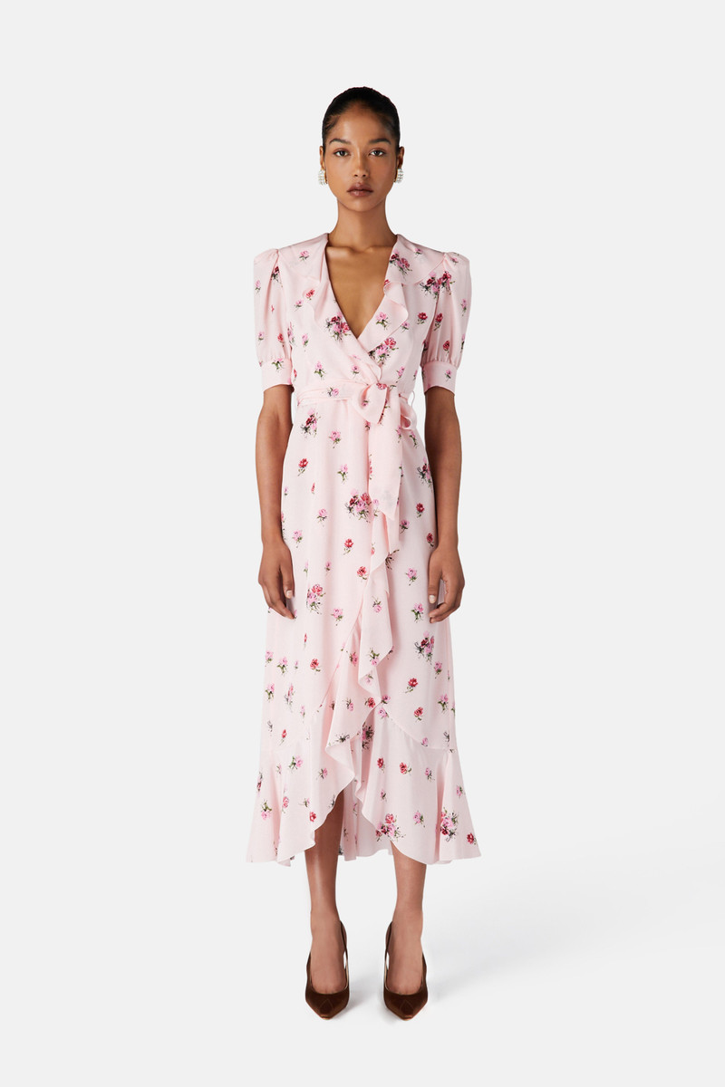 Alessandra Rich ROSE PRINT WRAP DRESS outlook