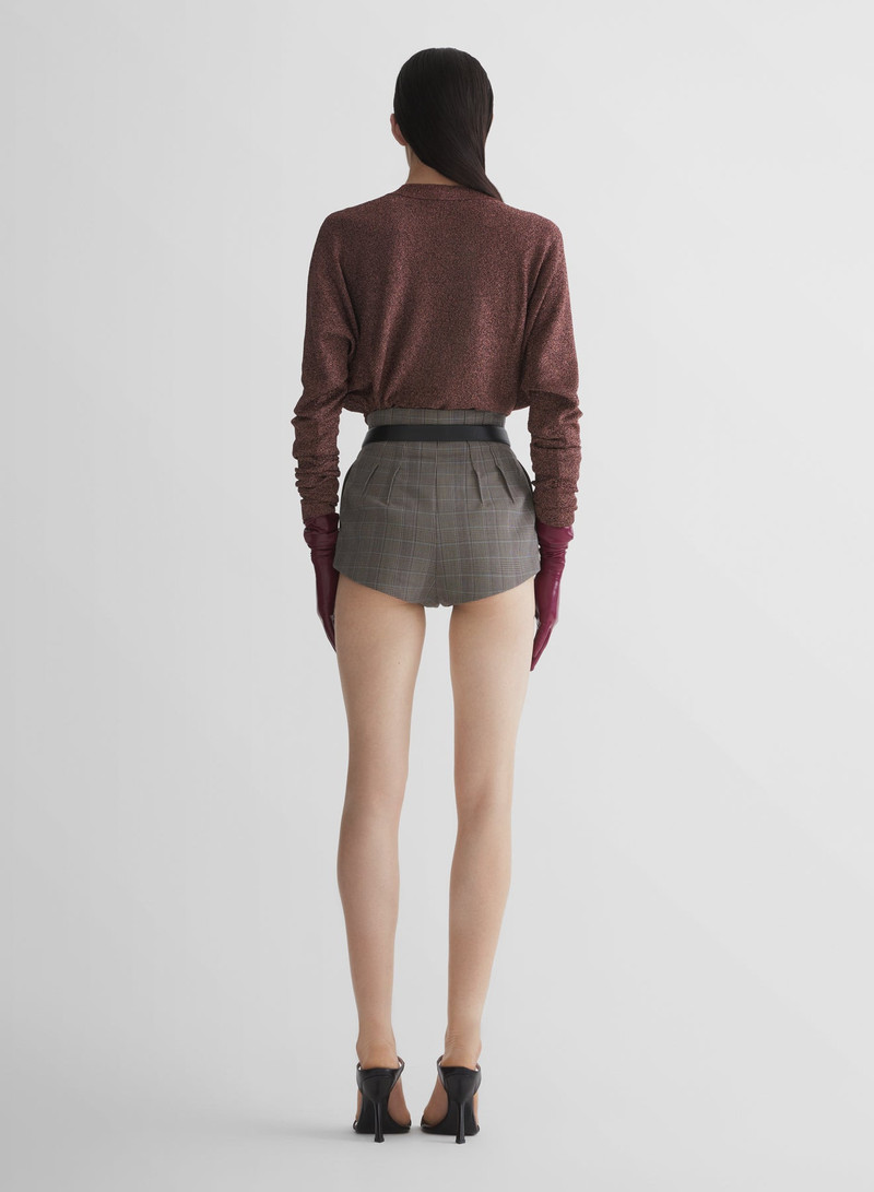 checked pleated tailored shorts 5