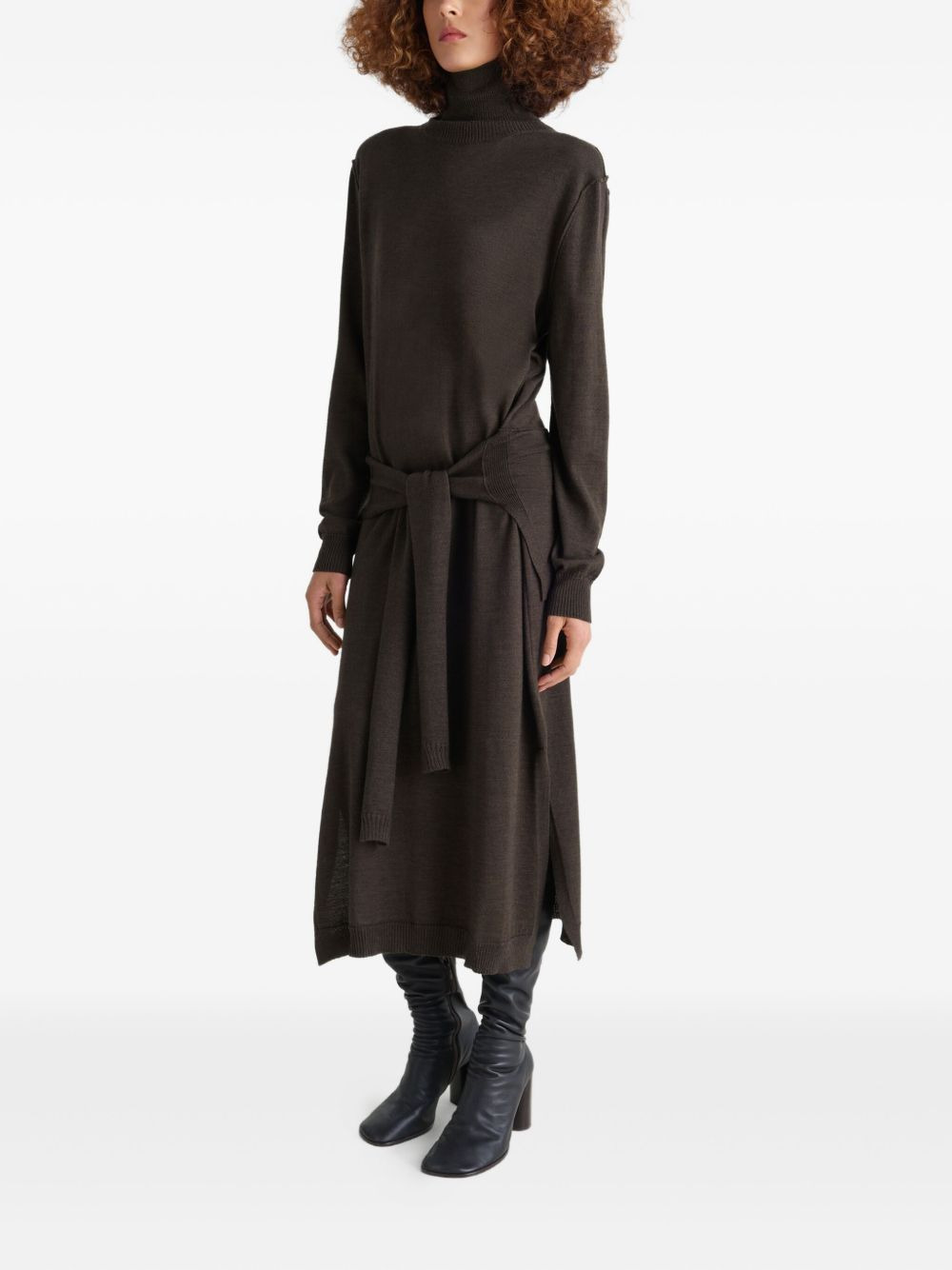tie-waist knitted dress - 2