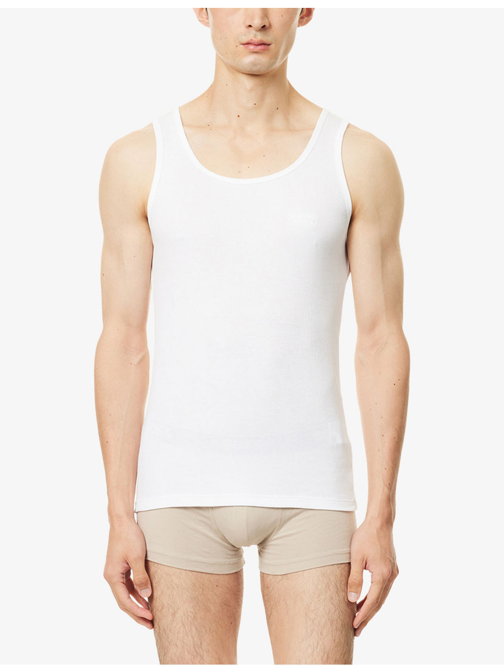 Embroidered-Logo Sleeveless Pack Of Three Cotton Vests - 2