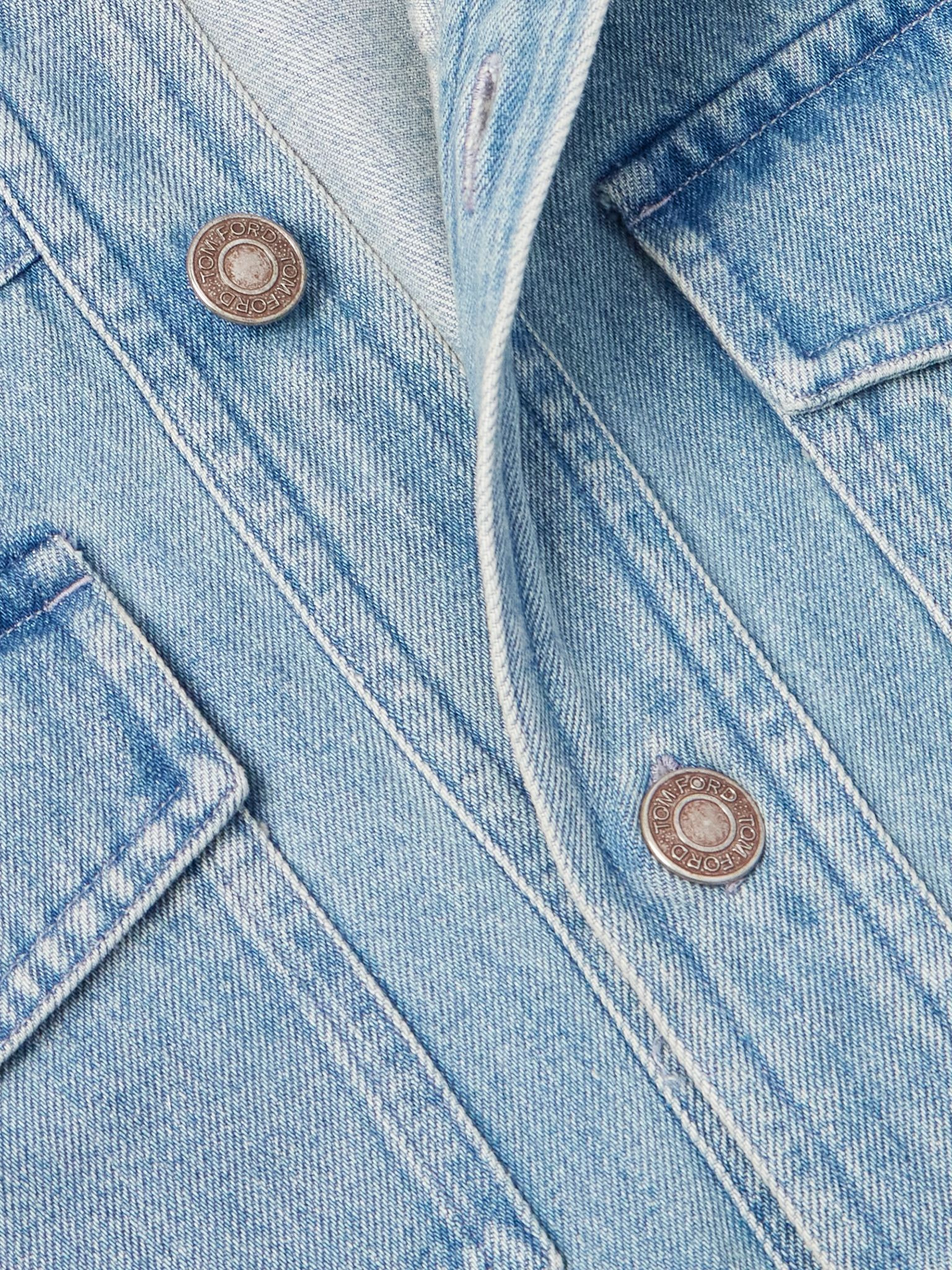 Slim-Fit Washed-Denim Overshirt Blue - 5