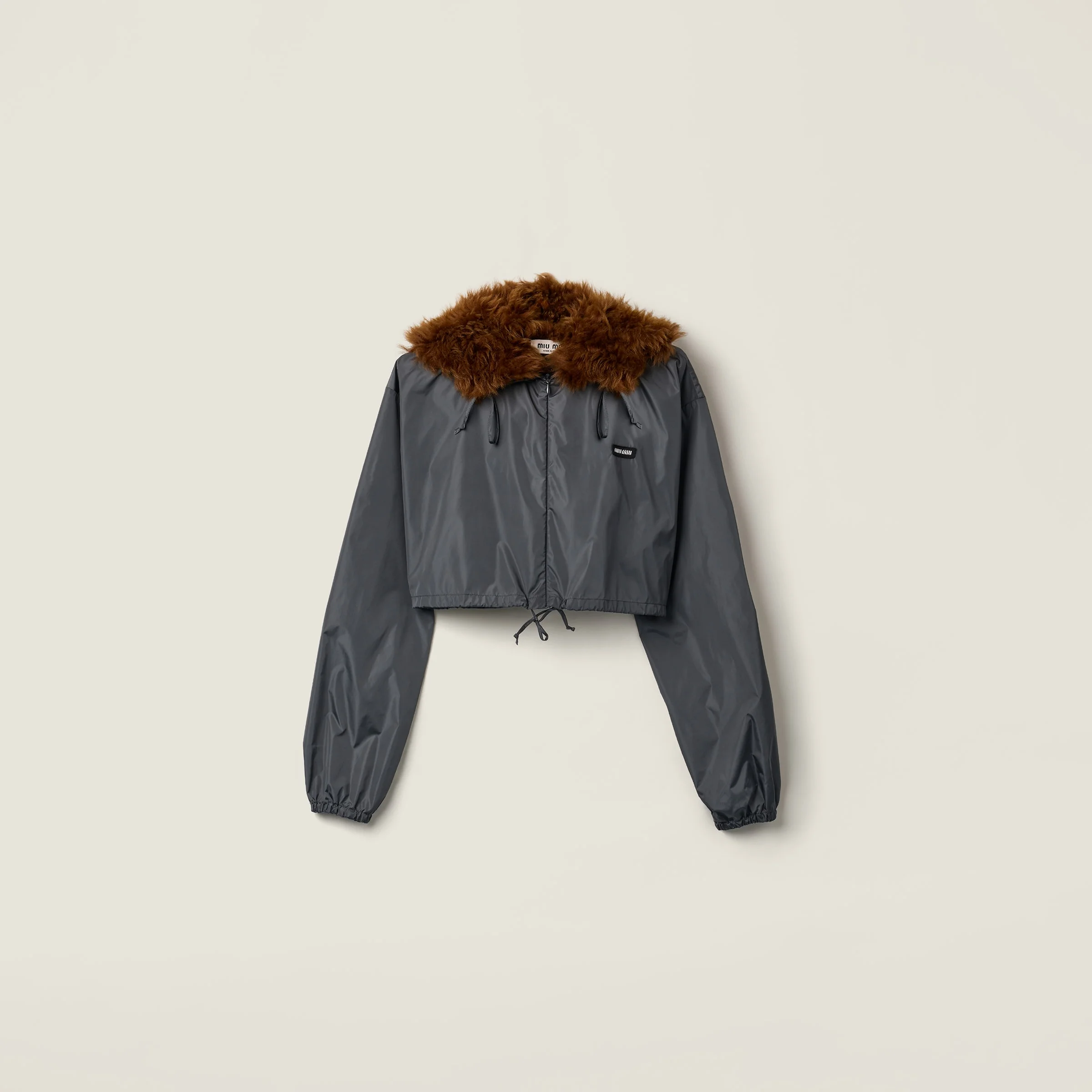 Technical fabric and shearling windbreaker - 1