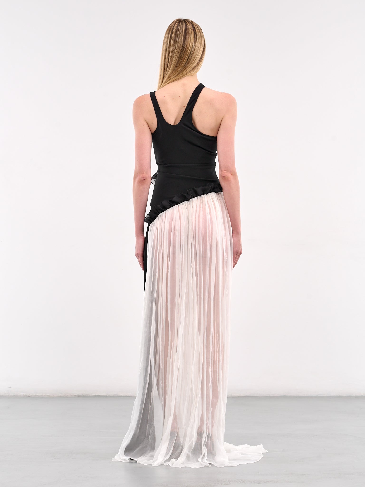 Asymmetric Frilled Maxi Dress - 3