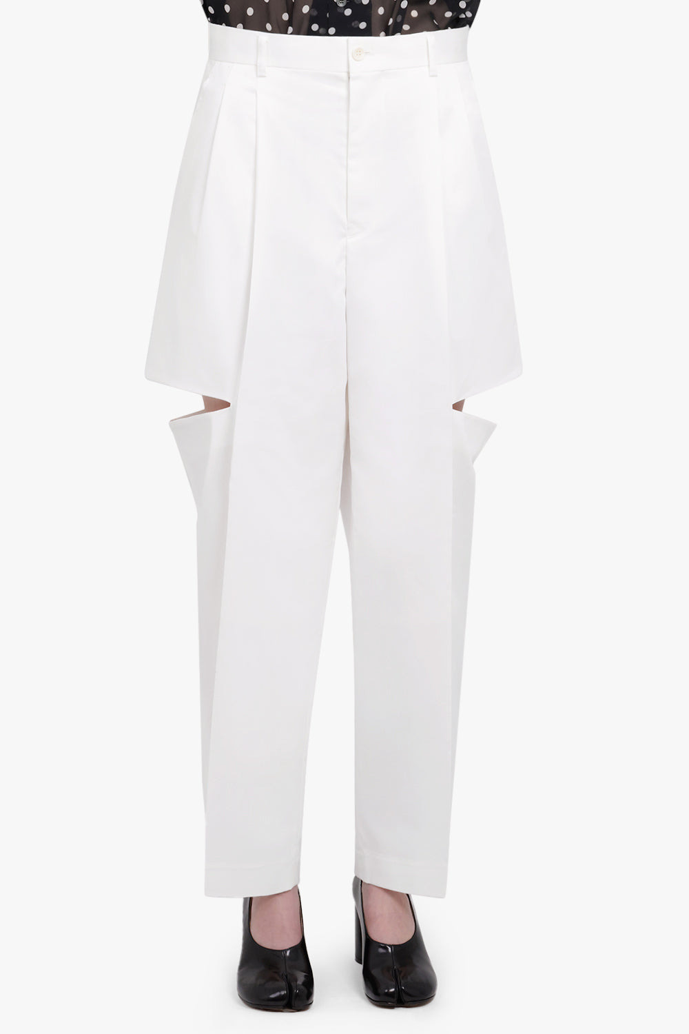 WIDE LEG SLIT DETAIL PANT | WHITE - 3