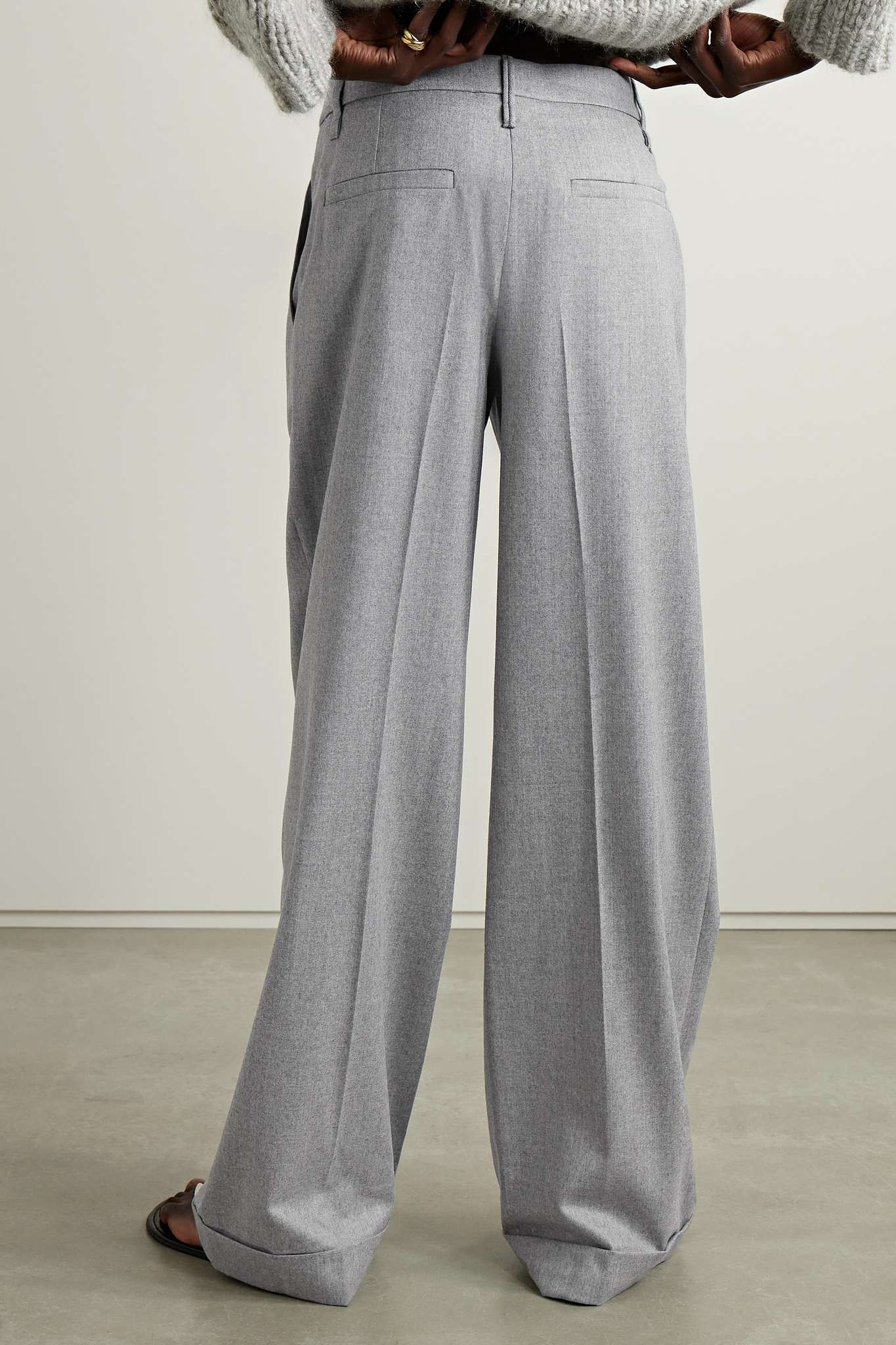 Wool-flannel wide-leg pants - 3