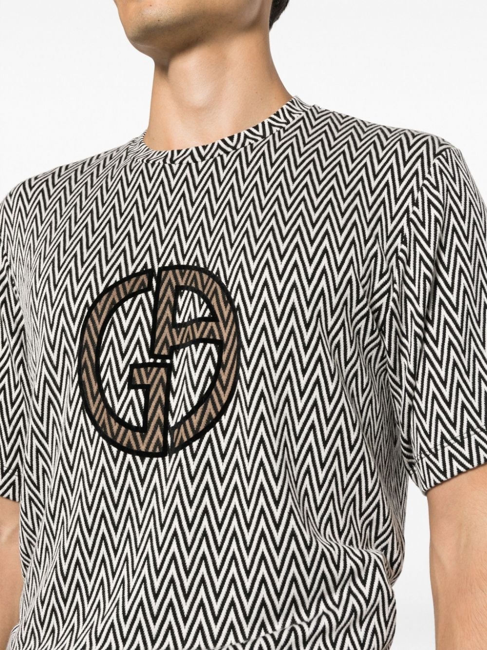 logo-embroidered zigzag T-shirt - 5