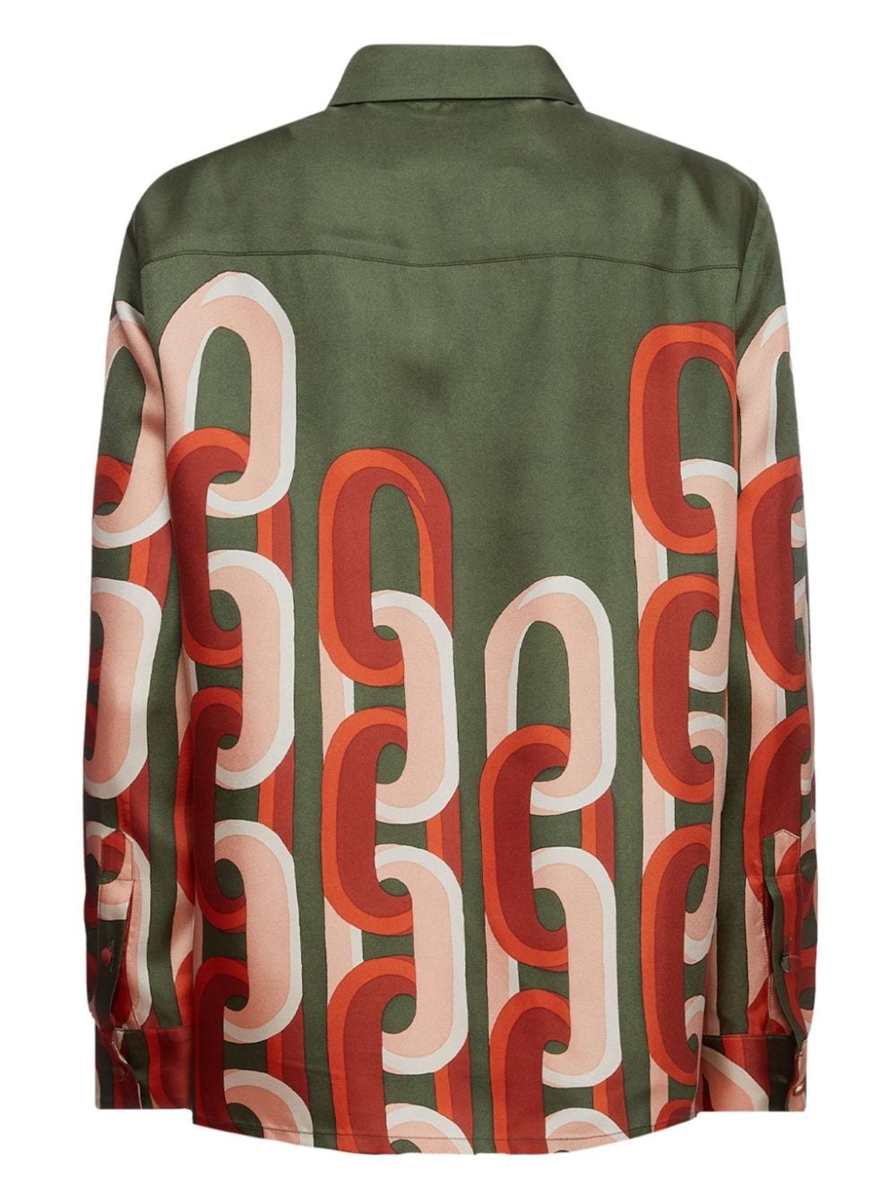 silk geometric print shirt - 5