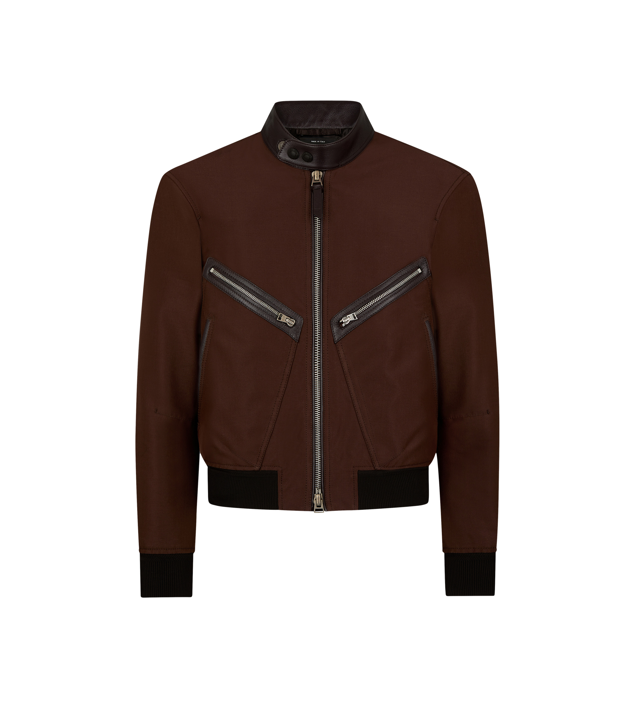 WOOL SILK FAILLE RACER BOMBER - 1